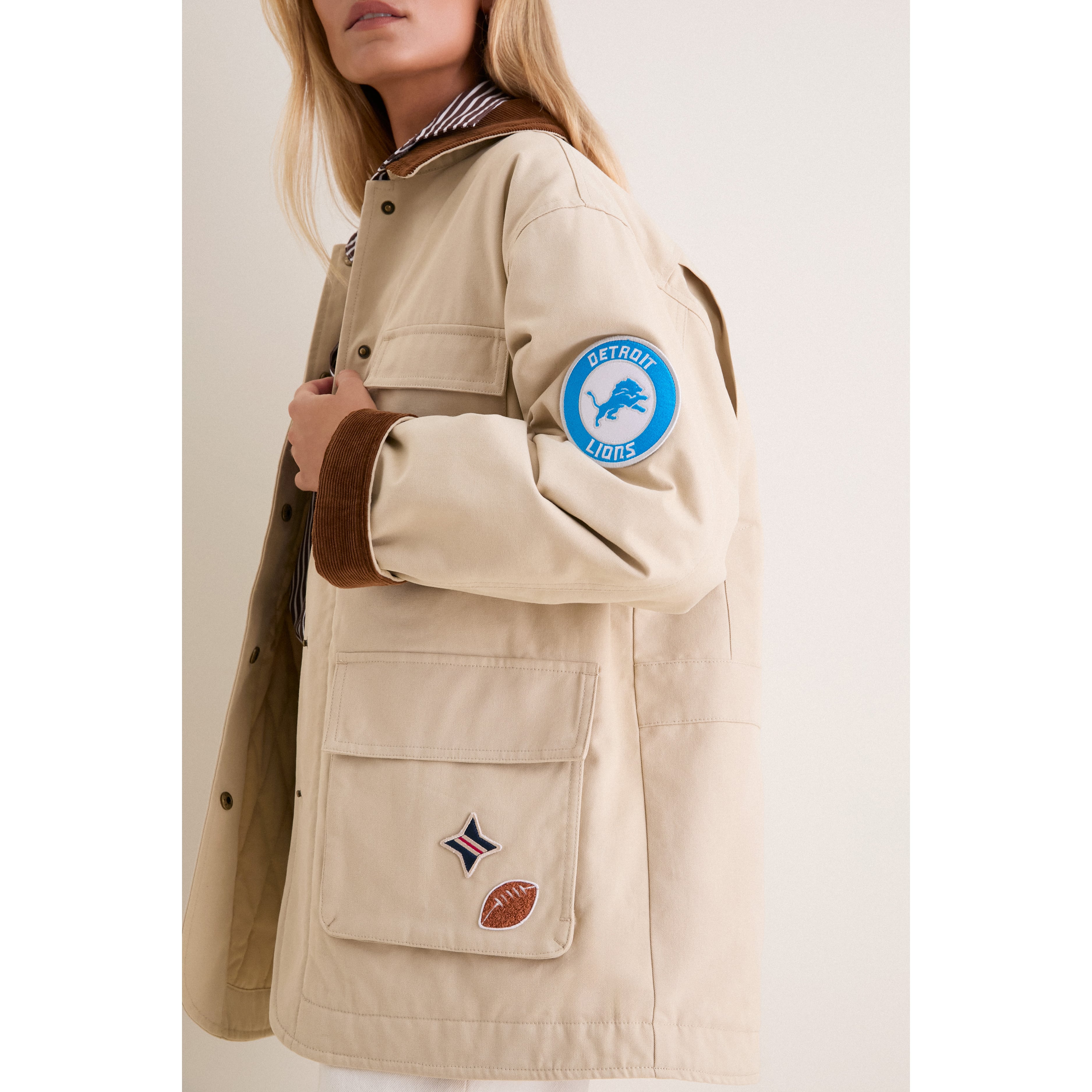 Veste de grange Tuckernuck Stone Detroit Lions pour femme, à boutons-pression.