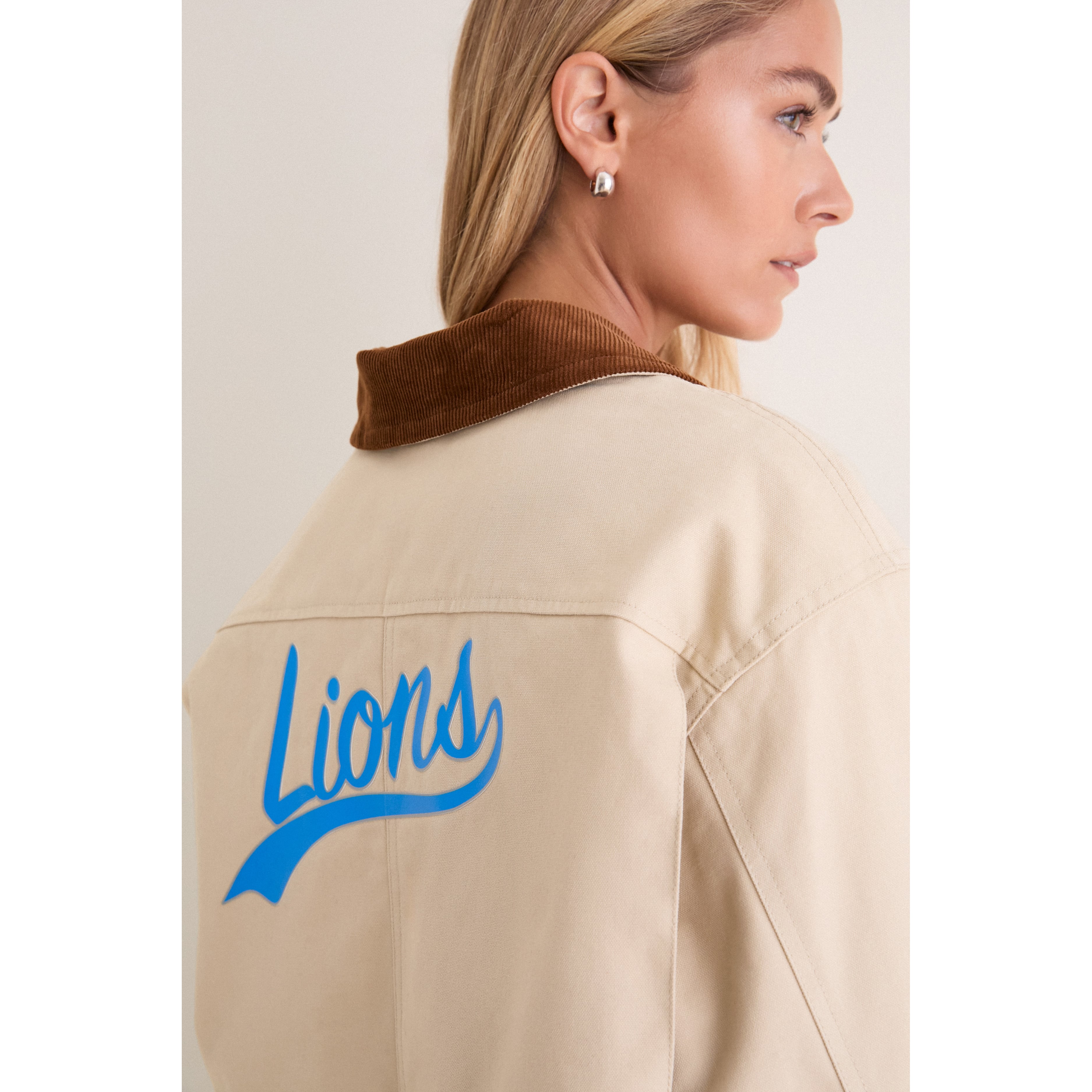 Veste de grange Tuckernuck Stone Detroit Lions pour femme, à boutons-pression.