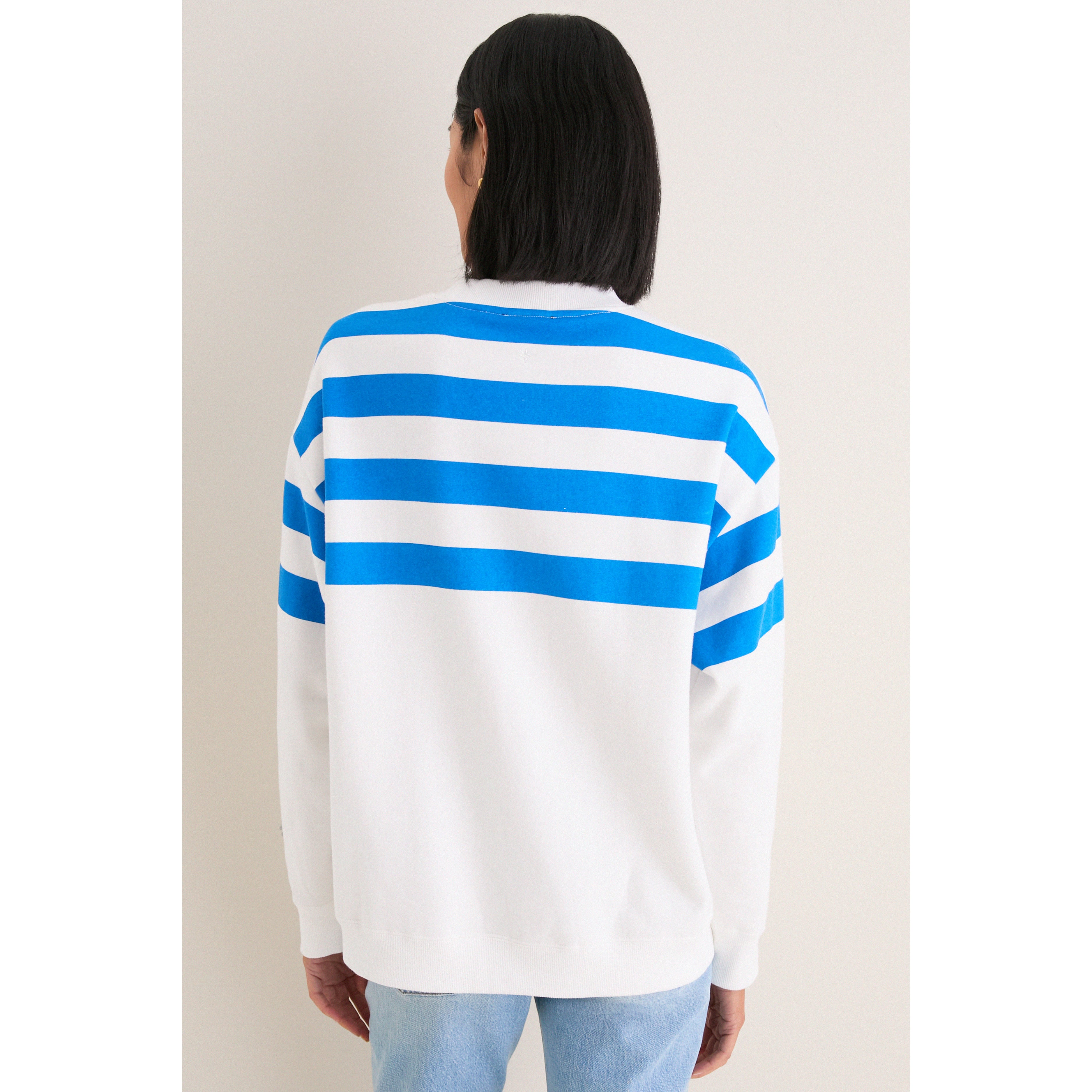 Sweat-shirt rayé blanc et bleu Detroit Lions pour femme Tuckernuck