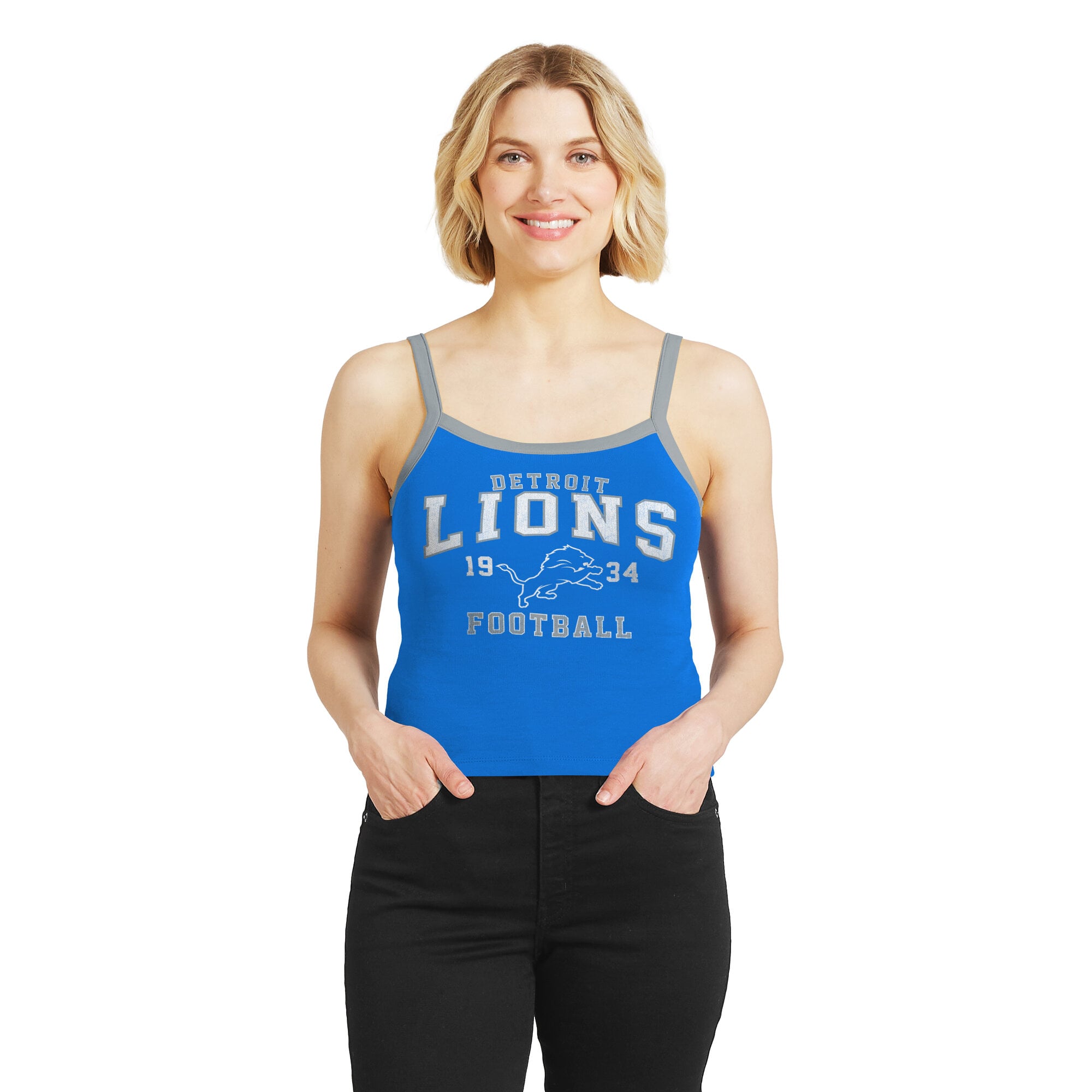 Women's WEAR by Erin Andrews Blue Detroit Lions Colorblock Tank Top