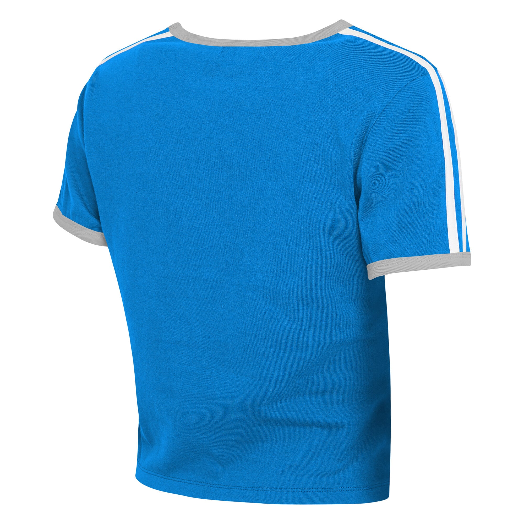 Women's WEAR by Erin Andrews  Blue Detroit Lions Cropped Ringer Baby T-Shirt