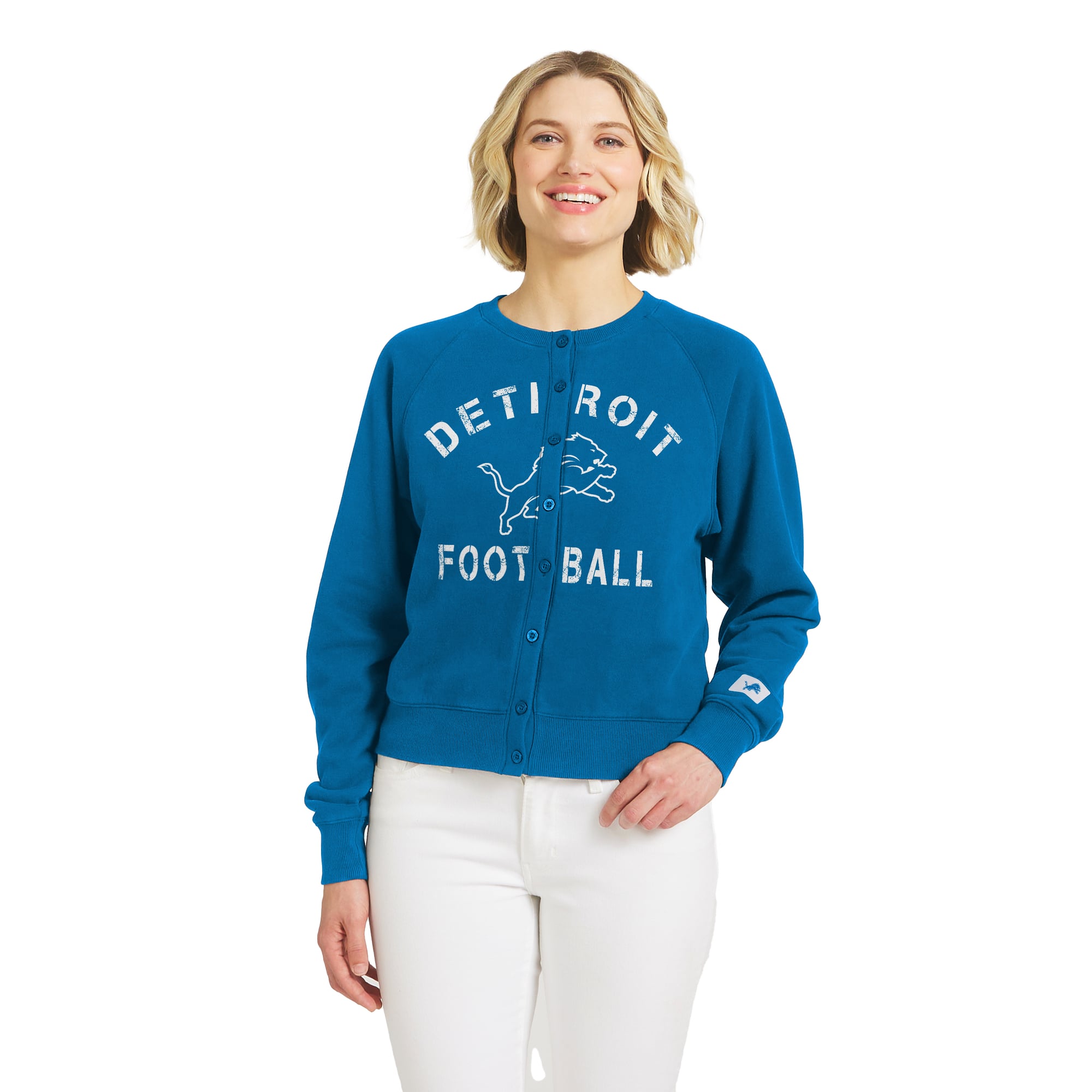 Gilet cardigan bleu chiné Detroit Lions pour femme de la marque WEAR by Erin Andrews