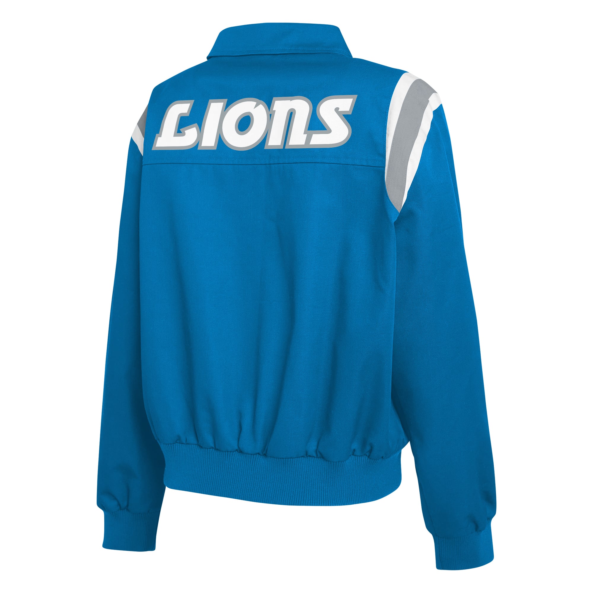 Veste zippée intégrale en sergé à rayures bleues Detroit Lions pour femme, de la marque WEAR by Erin Andrews