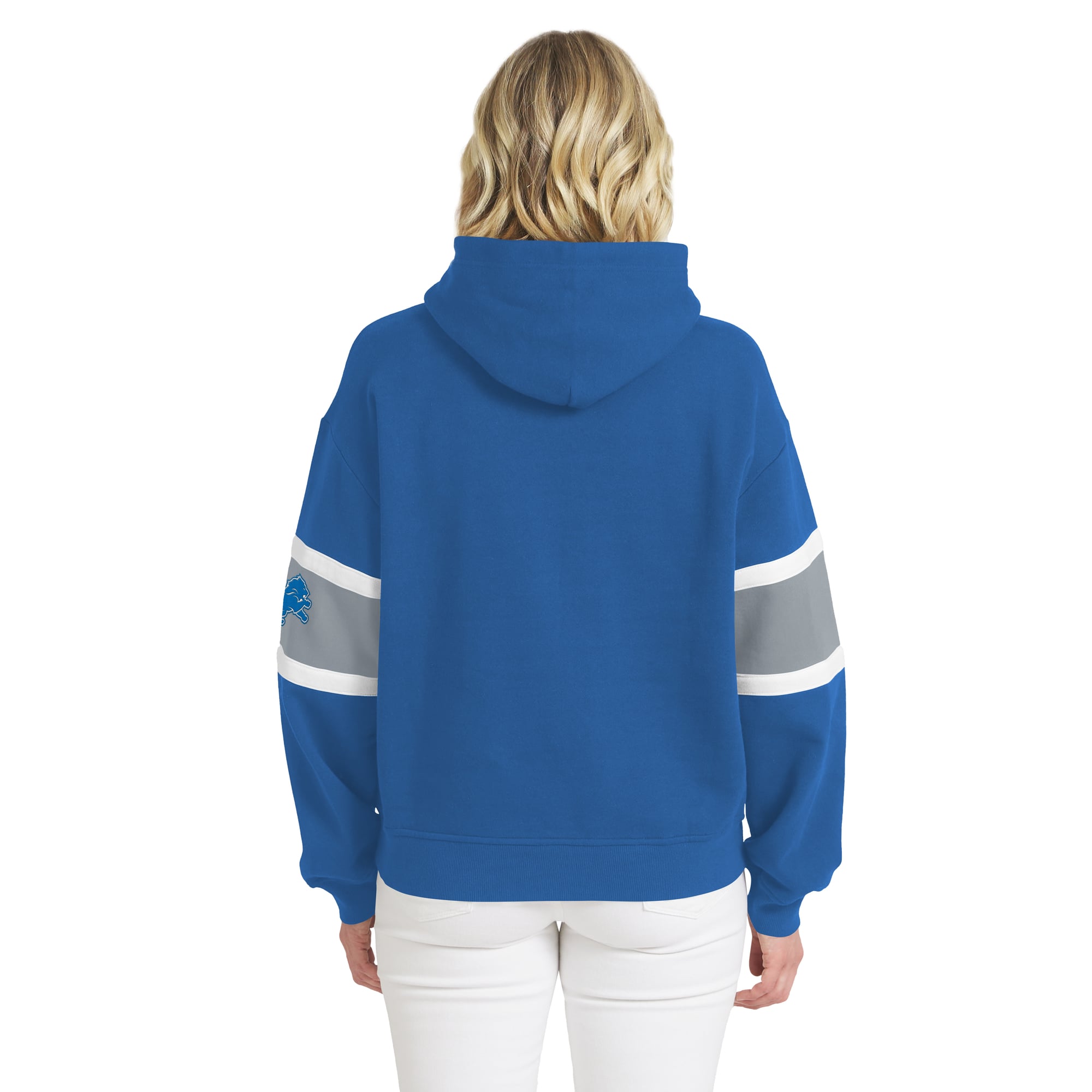 Sweat à capuche rayé bleu Detroit Lions pour femme de la marque WEAR by Erin Andrews