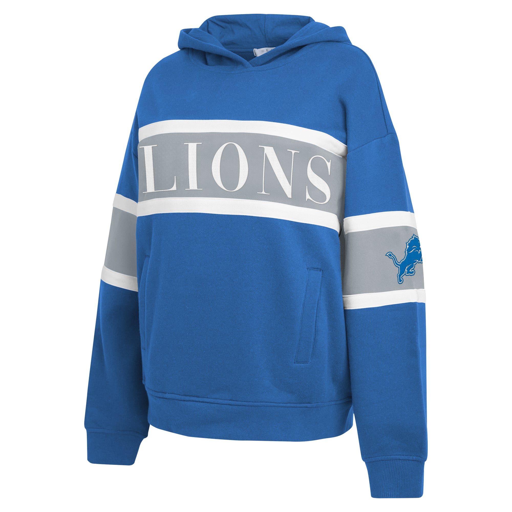 Sweat à capuche rayé bleu Detroit Lions pour femme de la marque WEAR by Erin Andrews