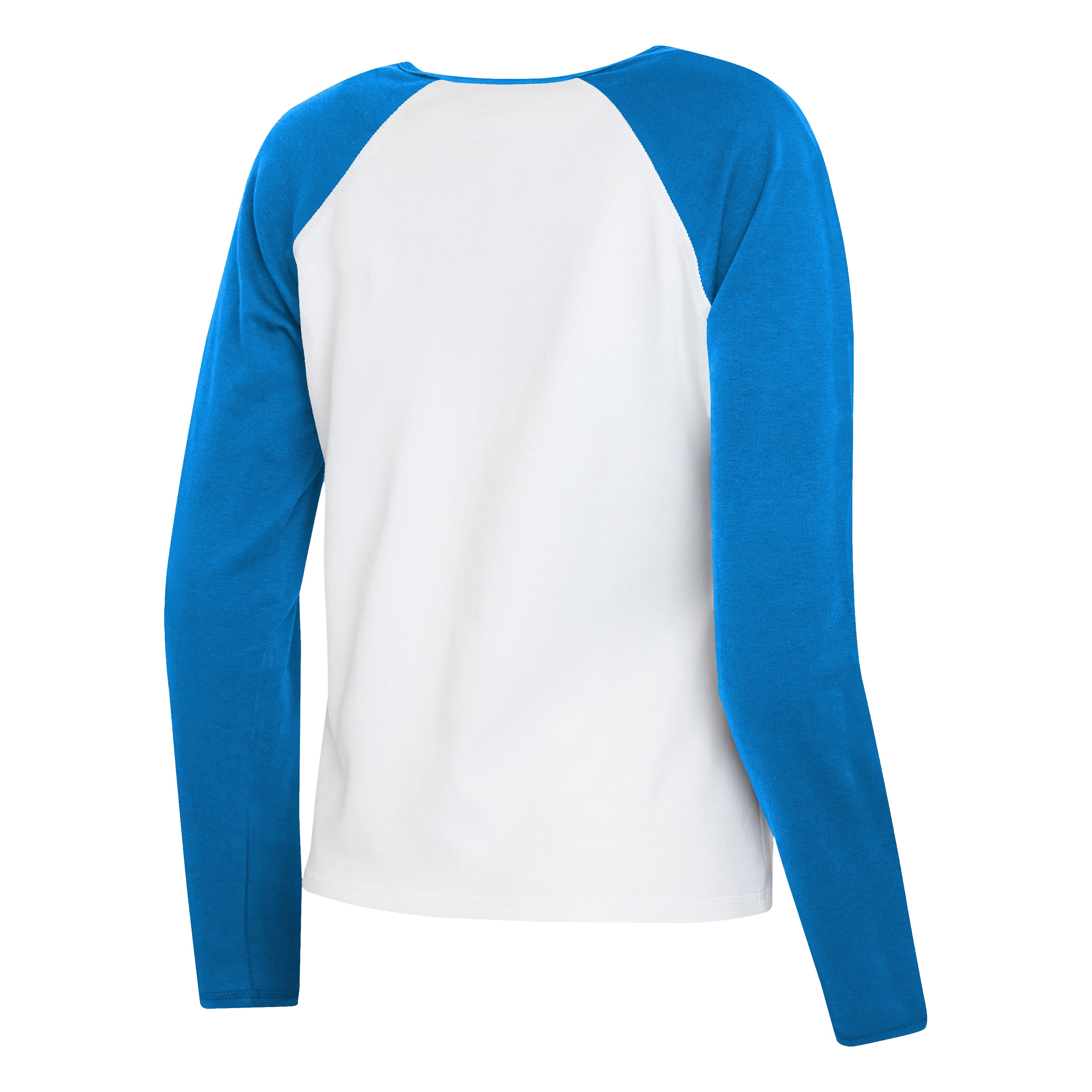 Women's WEAR by Erin Andrews White/Blue Detroit Lions Henley Long Sleeve Raglan T-Shirt
