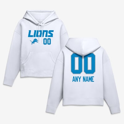Detroit Lions Women's Touchdown Wordmark Personalized Name & Number Hoodie - White