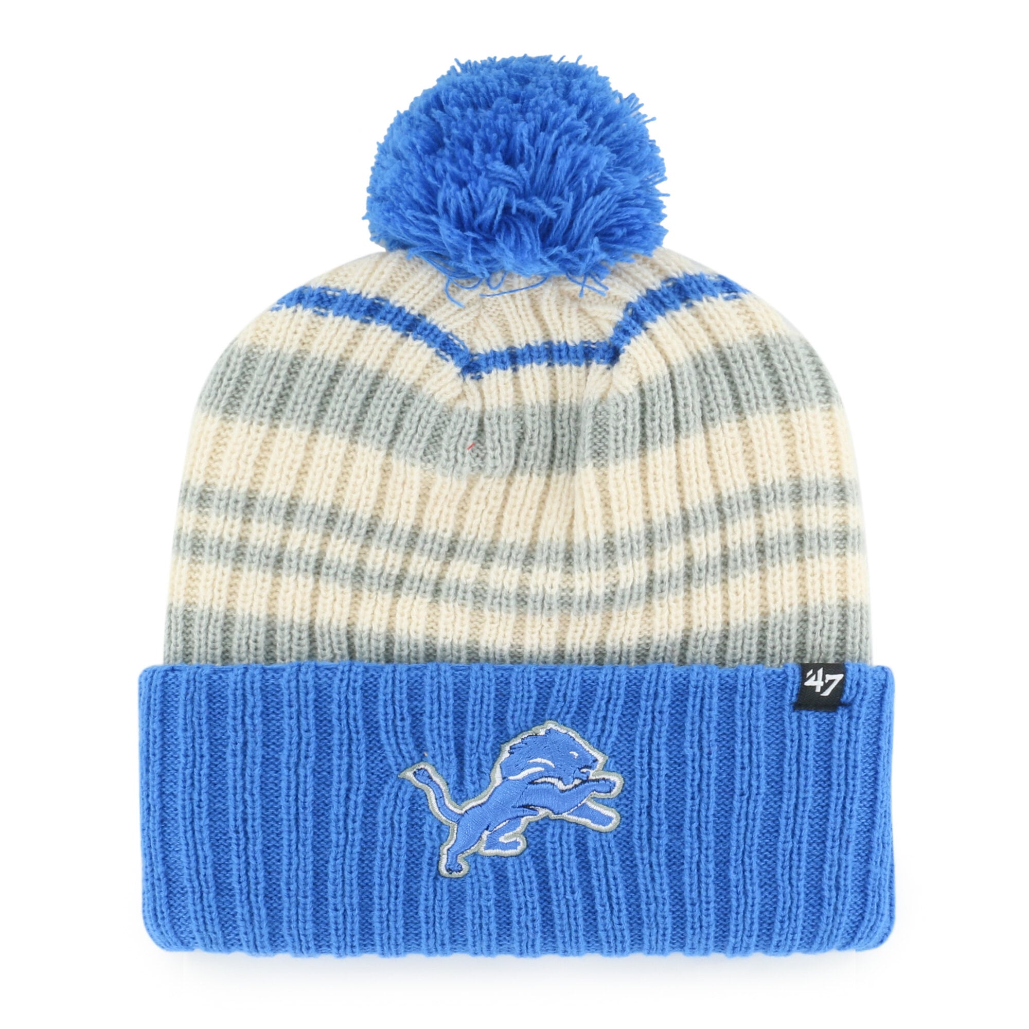 Bonnet tricoté à revers « Fort de neige » bleu Detroit Lions '47 pour enfant, avec pompon
