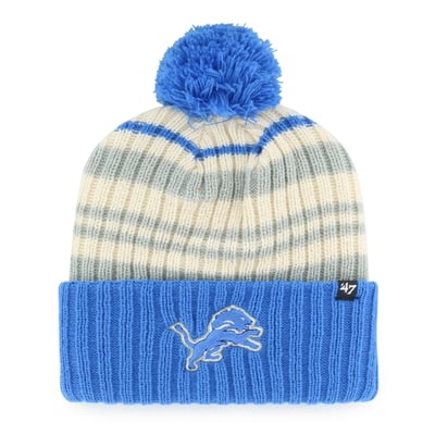 Detroit Lions '47 Youth Snow Fort Cuffed Knit Hat with Pom - Blue