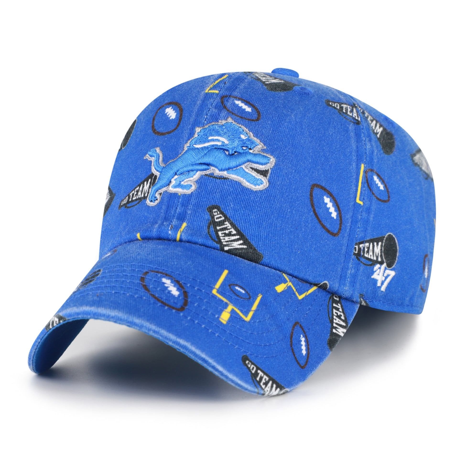 Youth '47 Blue Detroit Lions Stomping Ground Clean Up Adjustable Hat