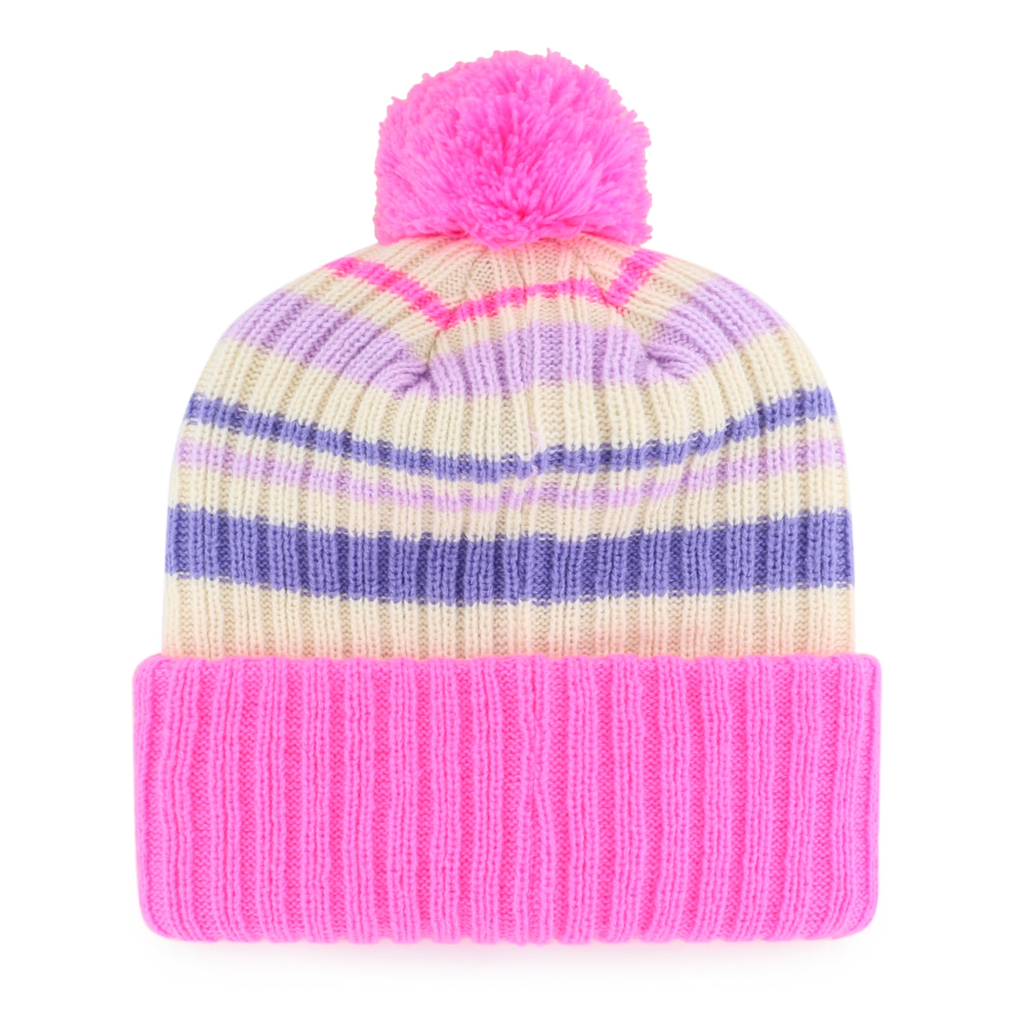 Bonnet tricoté à revers « Fort de neige » rose Detroit Lions pour enfant, modèle 47, avec pompon