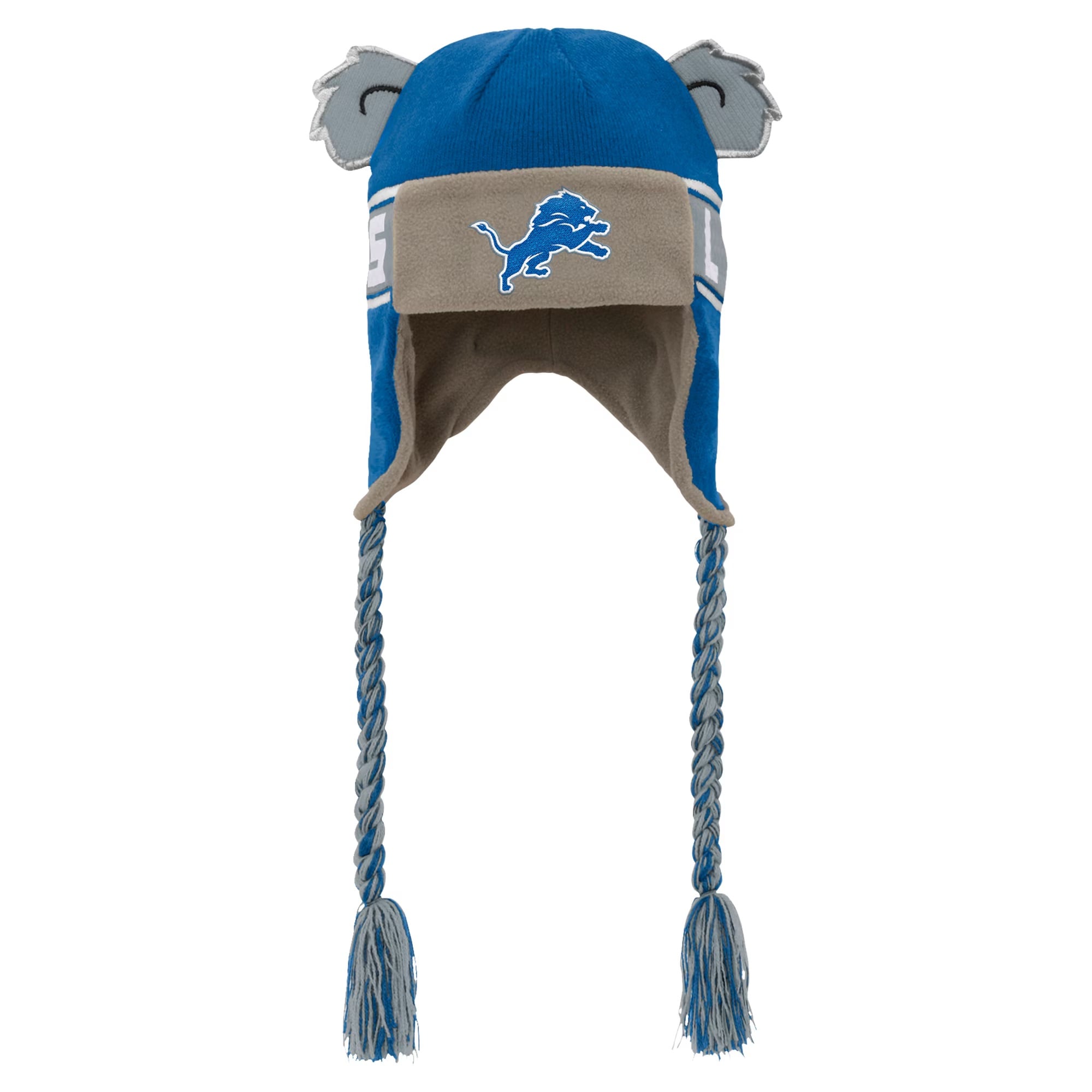Bonnet en tricot bleu pour jeunes Detroit Lions avec oreilles de soldat