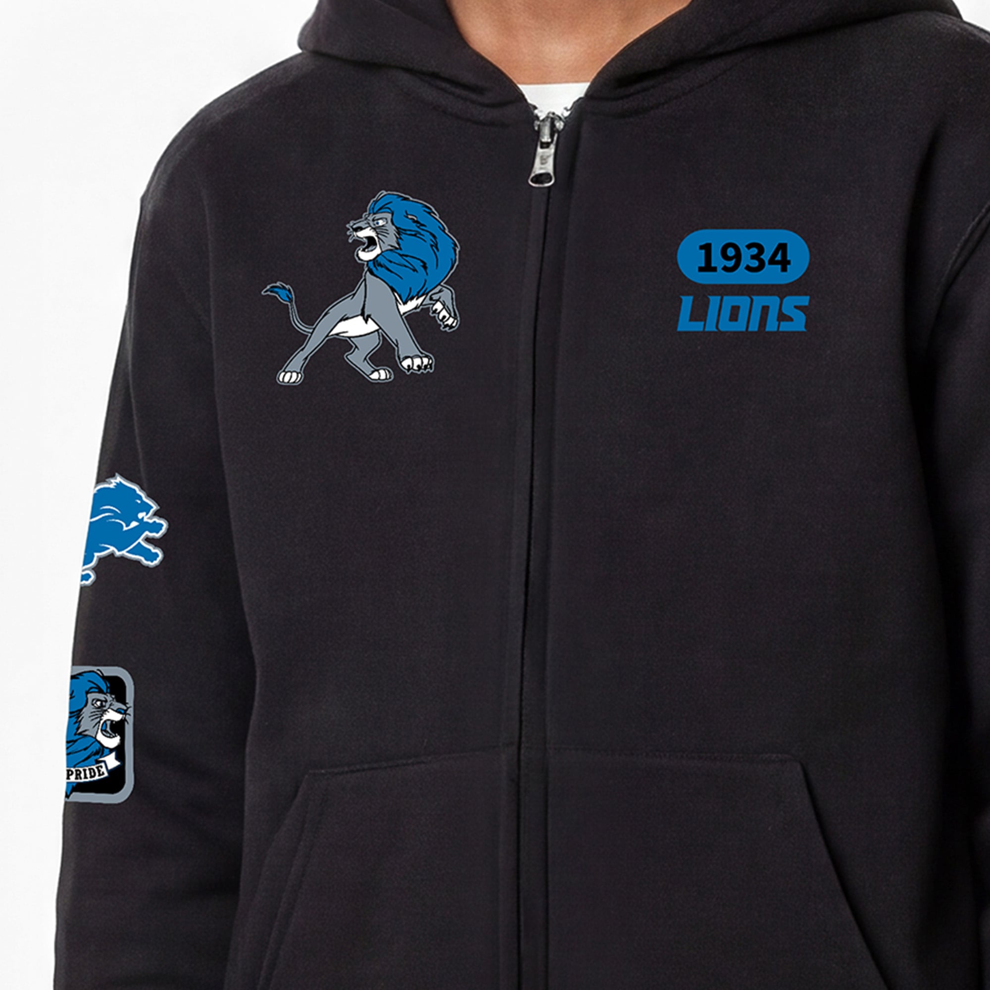 Sweat à capuche zippé Simba des Lions de Détroit noirs Disney x Champion pour enfants