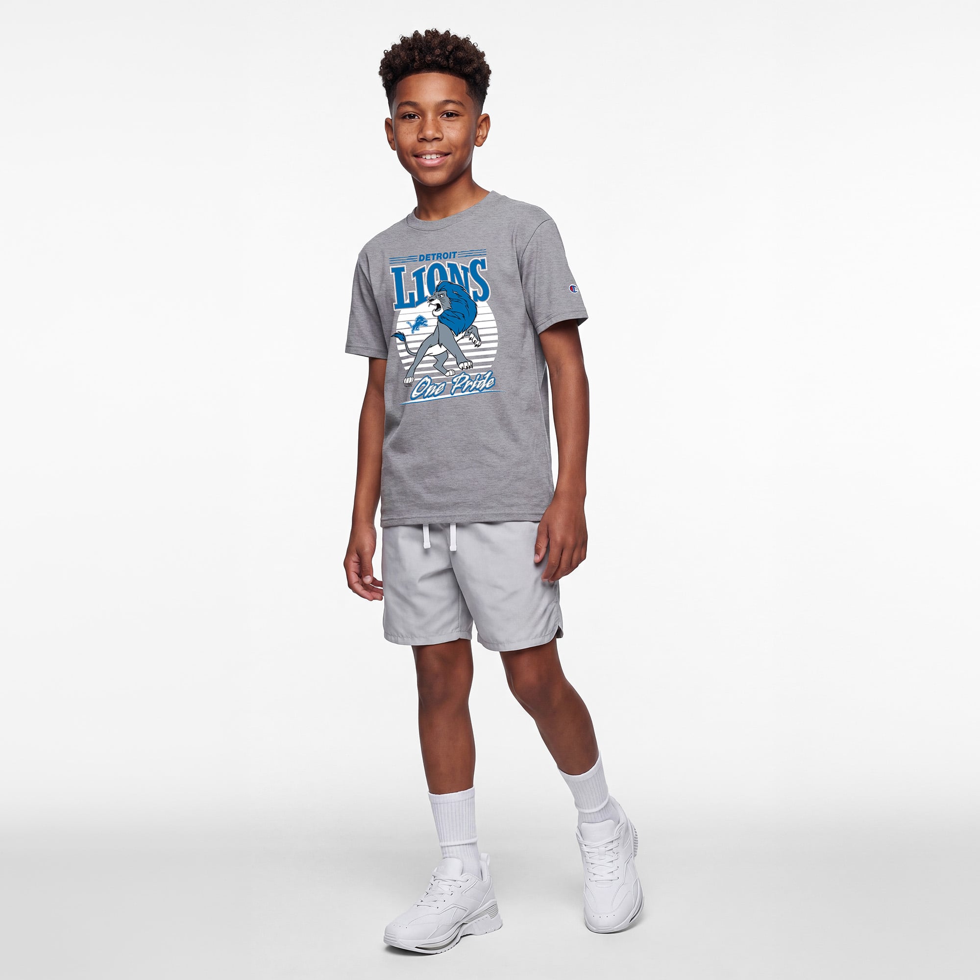 T-shirt Simba Detroit Lions gris chiné Disney x Champion pour enfant