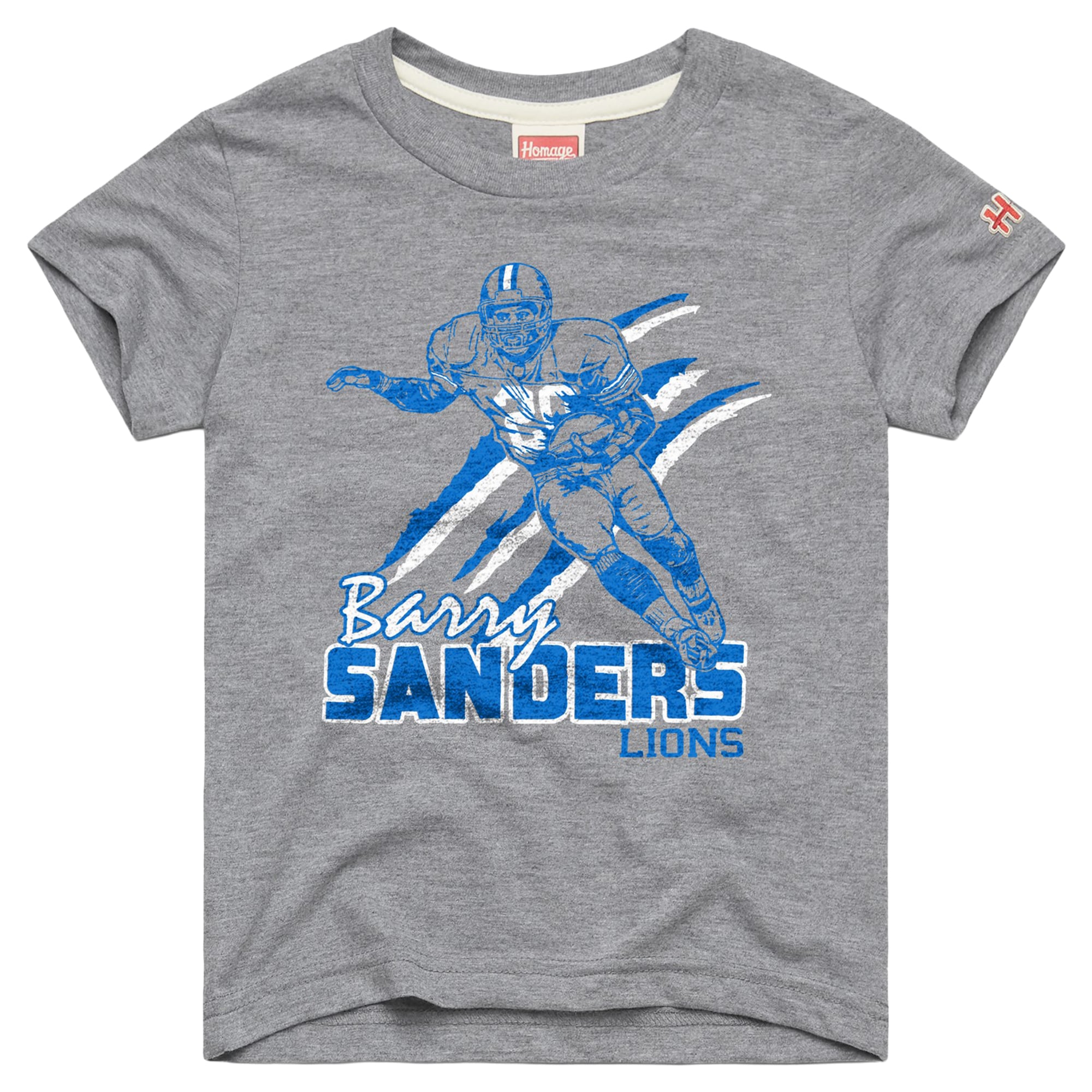 T-shirt gris hommage à Barry Sanders, des Lions de Détroit, pour les jeunes retraités