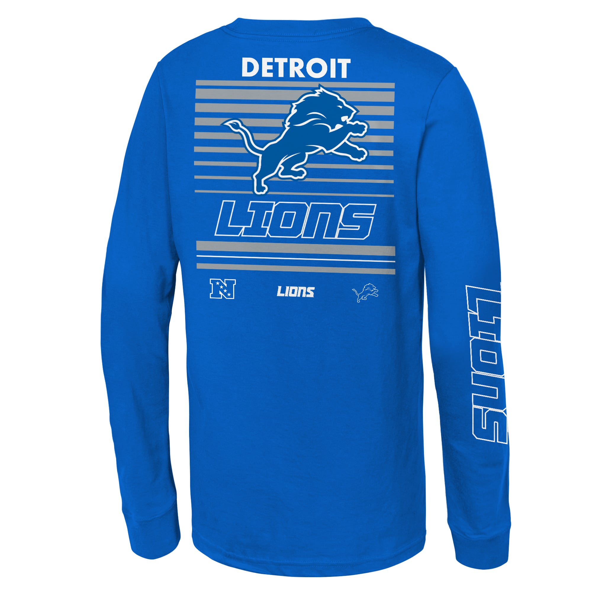 Youth Mitchell & Ness Blue Detroit Lions Triple Play Long Sleeve T-Shirt