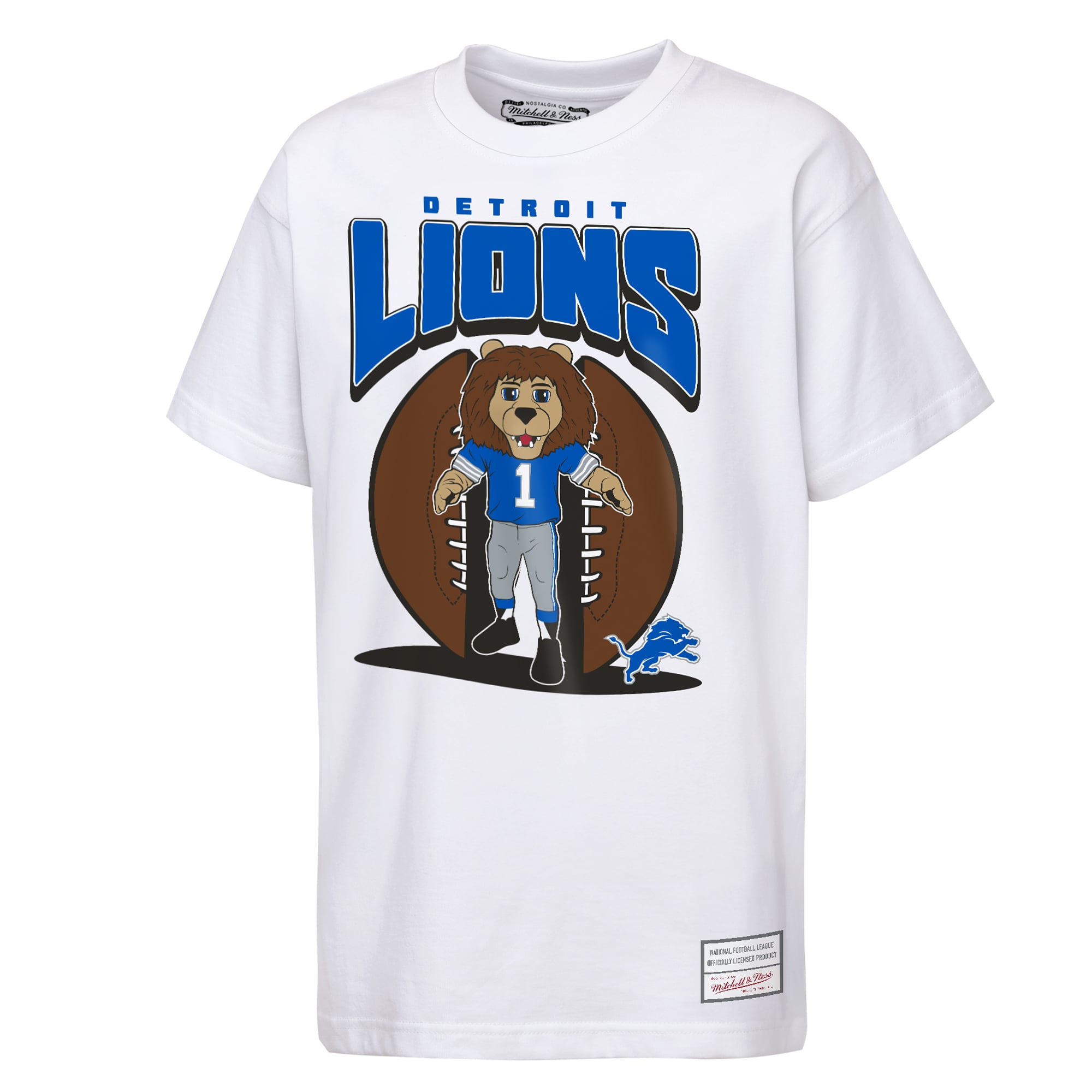 Youth Mitchell & Ness  White Detroit Lions Mascot Mania T-Shirt