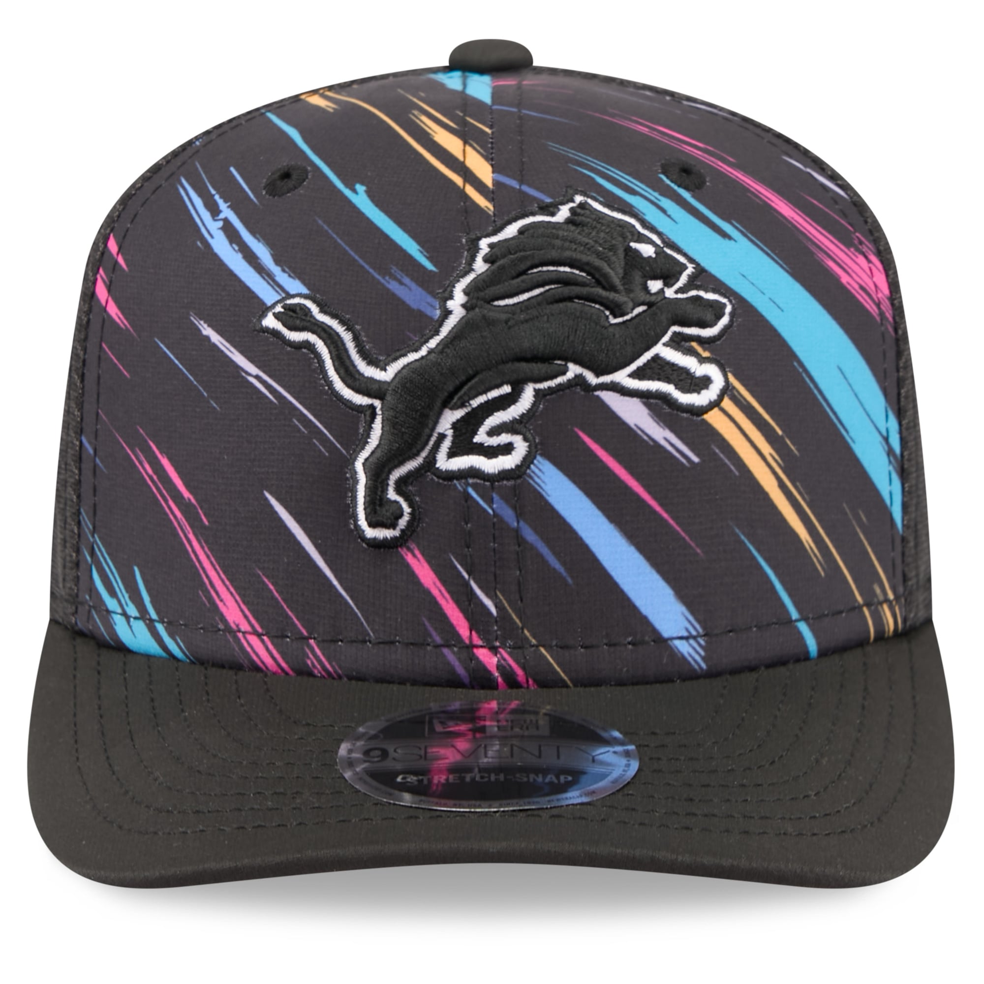 Youth New Era Black Detroit Lions 2026 NFL Crucial Catch 9SEVENTY Adjustable Trucker Hat