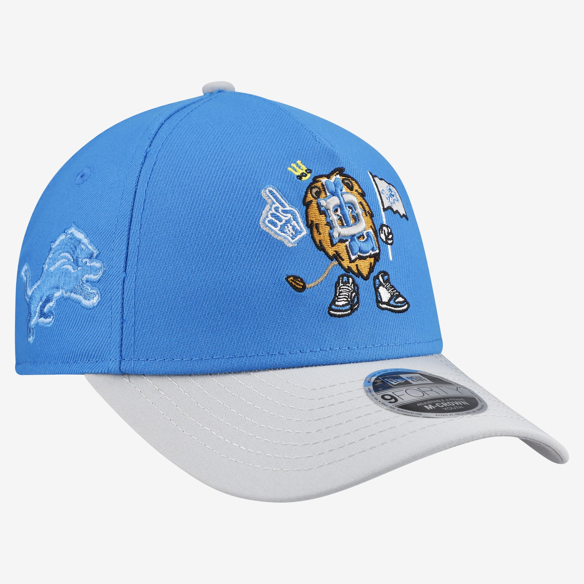 Youth New Era Blue Detroit Lions Cartoon 9FORTY A-Frame Adjustable Hat