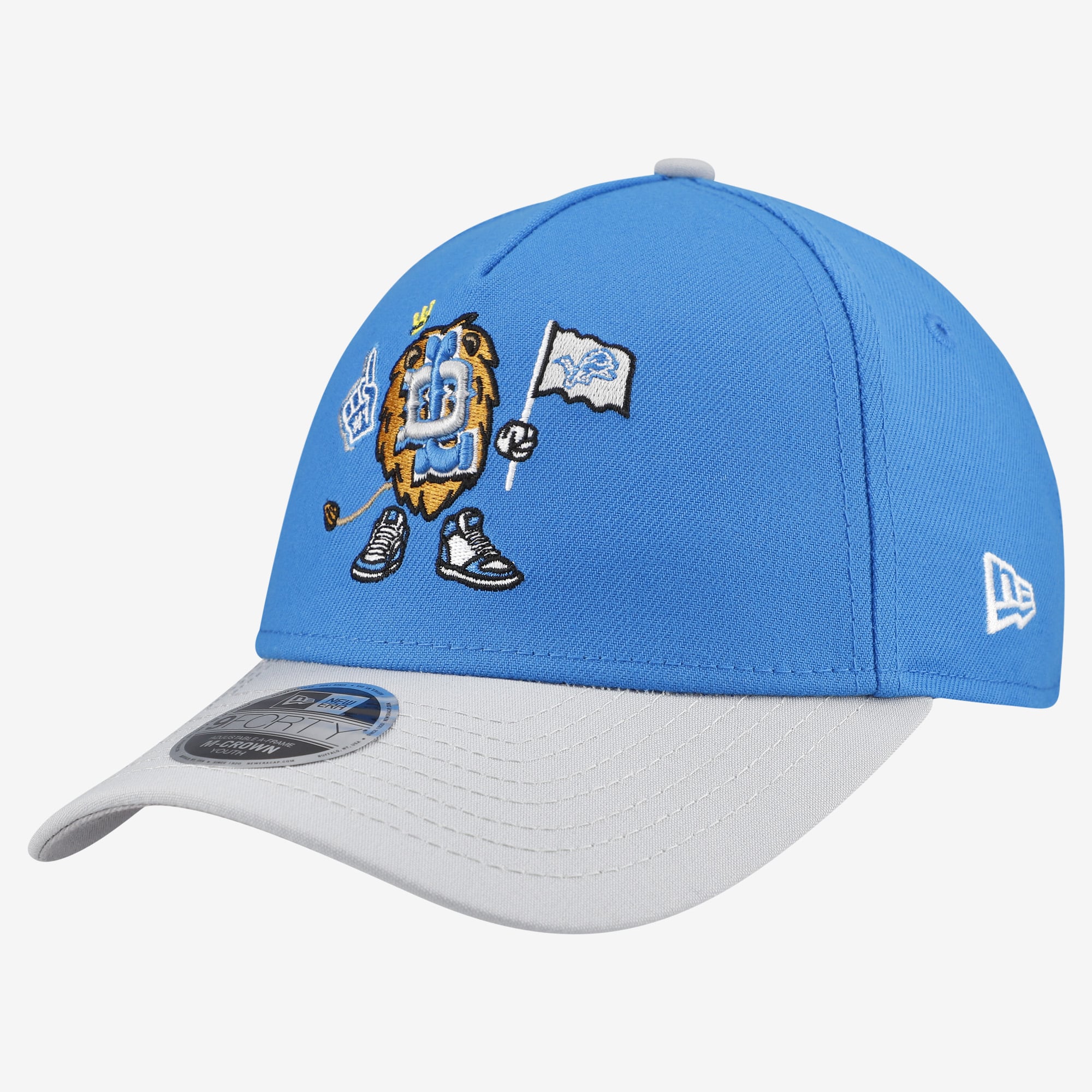 Youth New Era Blue Detroit Lions Cartoon 9FORTY A-Frame Adjustable Hat