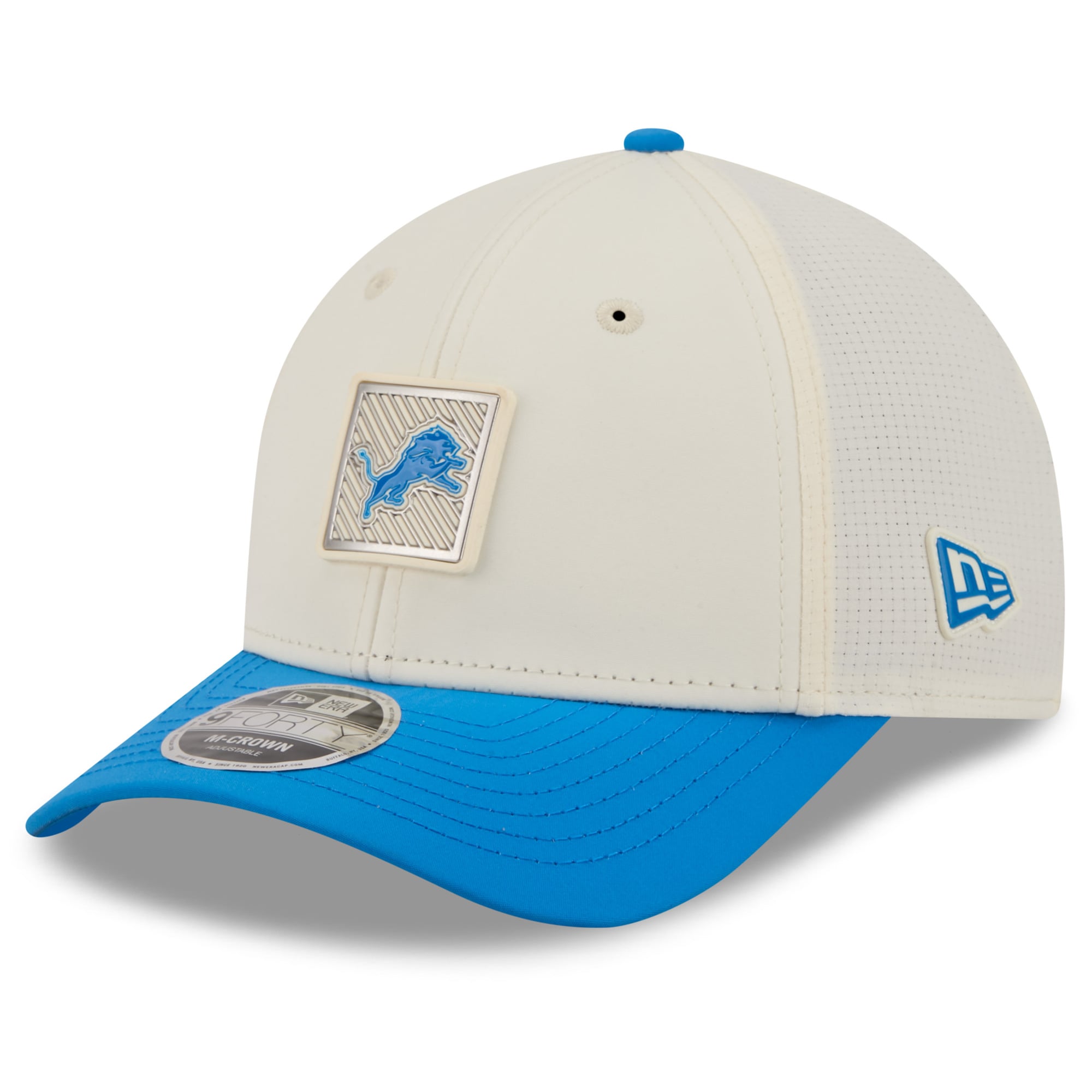Youth New Era Cream/Blue Detroit Lions 2026 Training Camp 9FORTY M-Crown Adjustable Hat