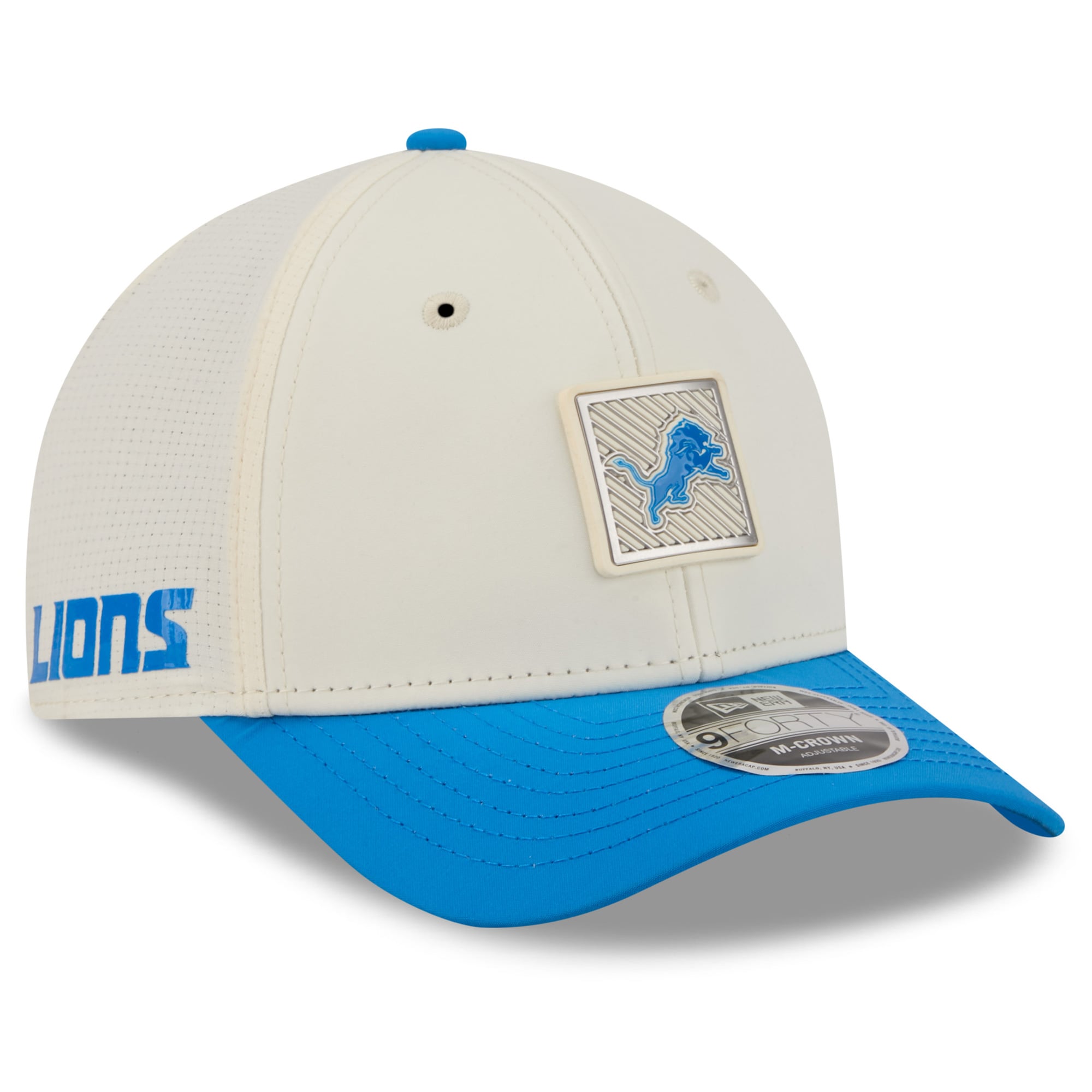Youth New Era Cream/Blue Detroit Lions 2026 Training Camp 9FORTY M-Crown Adjustable Hat
