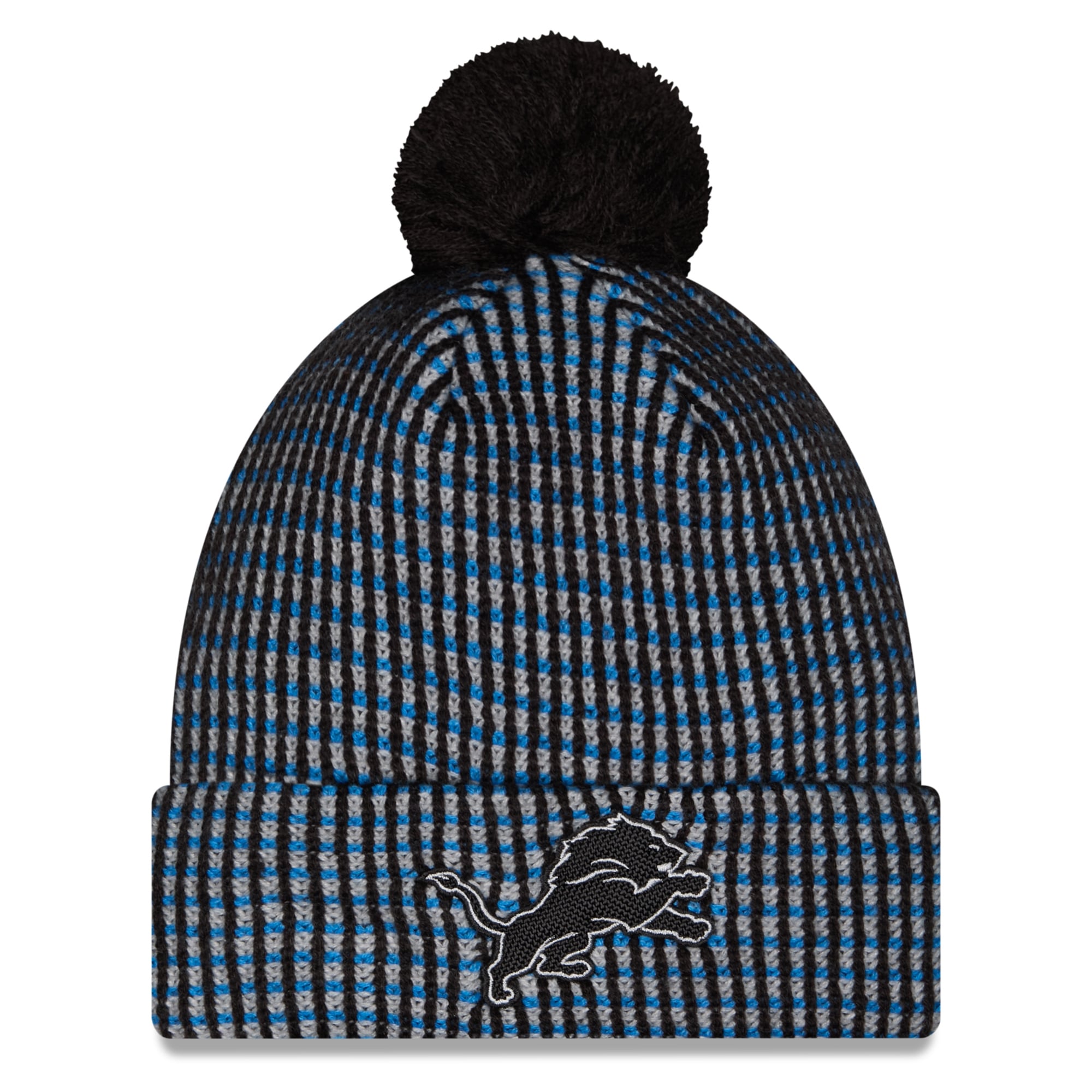 Youth New Era Silver Detroit Lions 2026 Rivalries Collection Sideline Cuffed Knit Hat with Pom