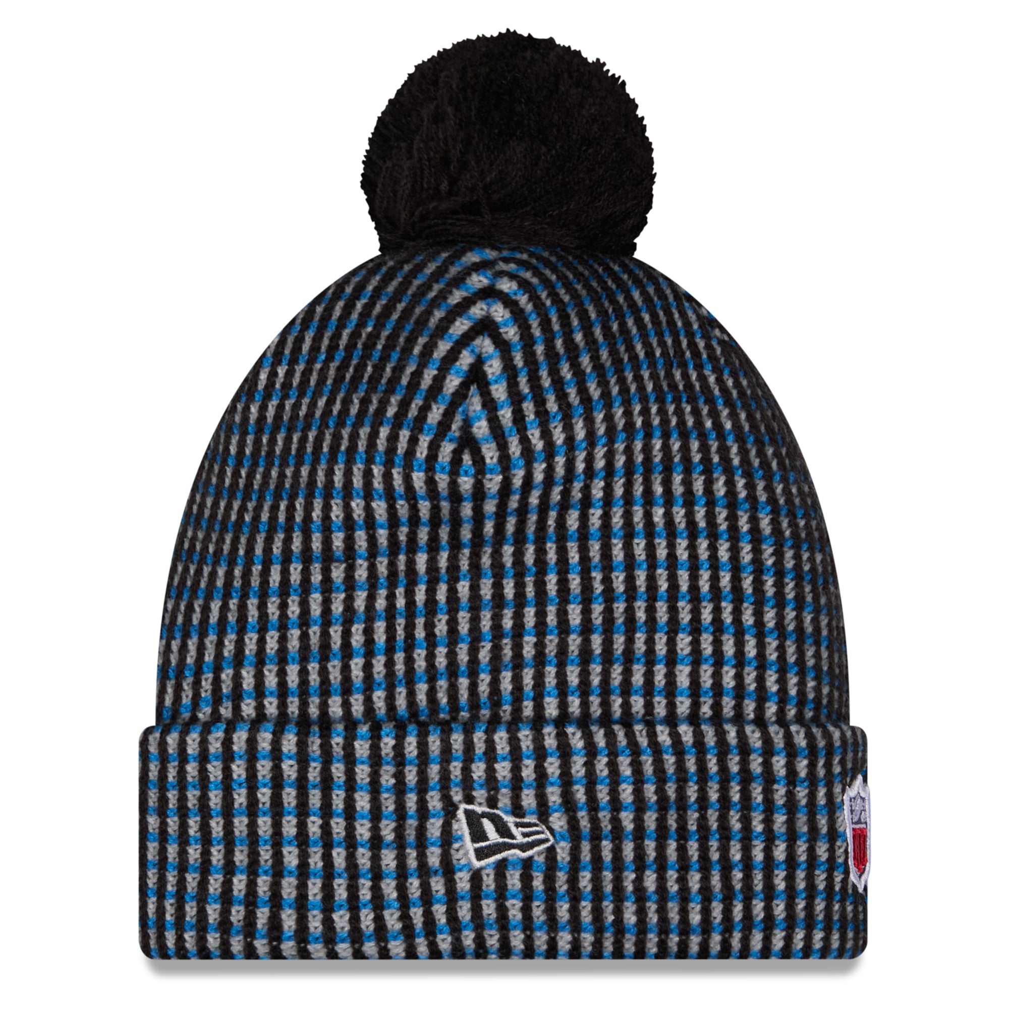 Youth New Era Silver Detroit Lions 2026 Rivalries Collection Sideline Cuffed Knit Hat with Pom