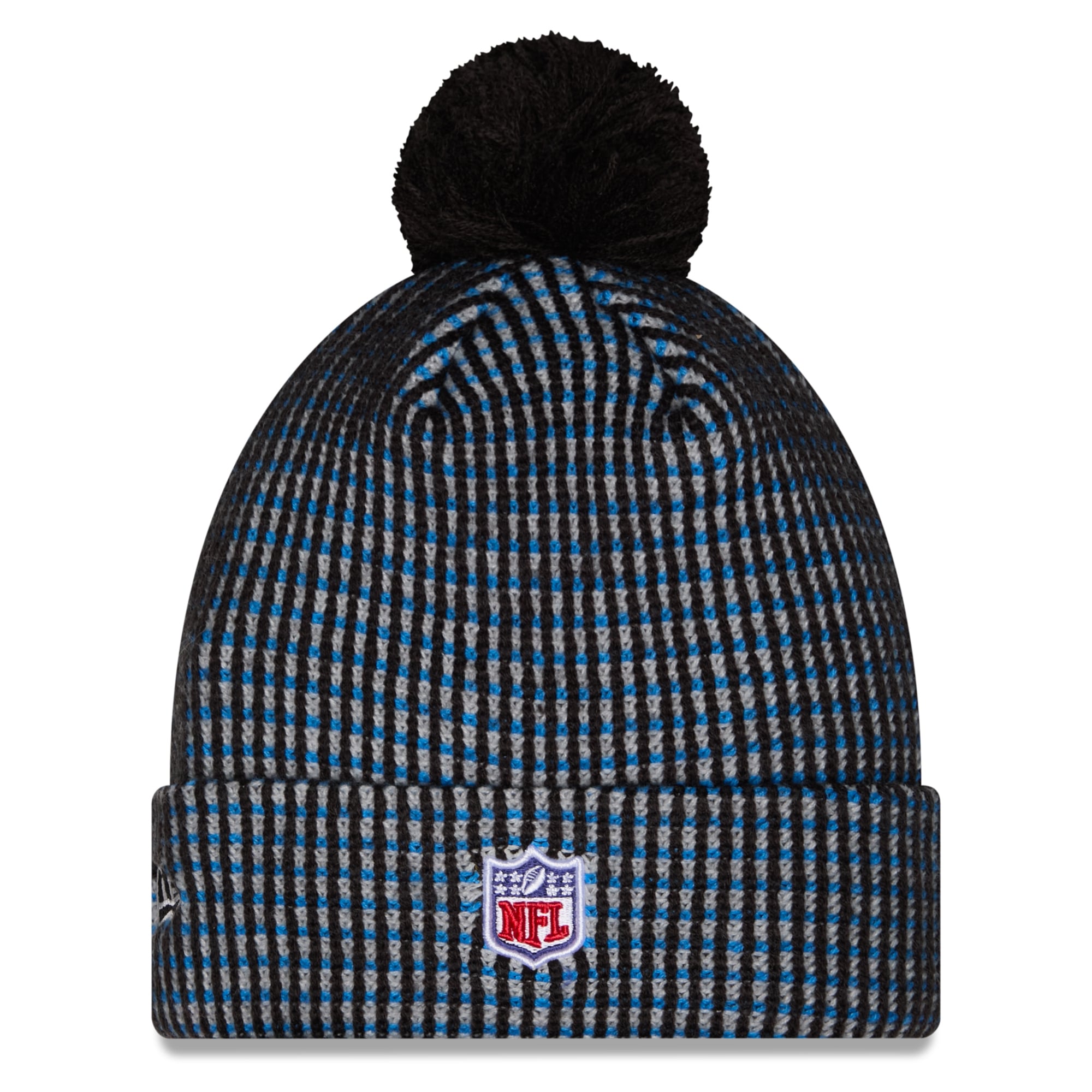 Youth New Era Silver Detroit Lions 2026 Rivalries Collection Sideline Cuffed Knit Hat with Pom