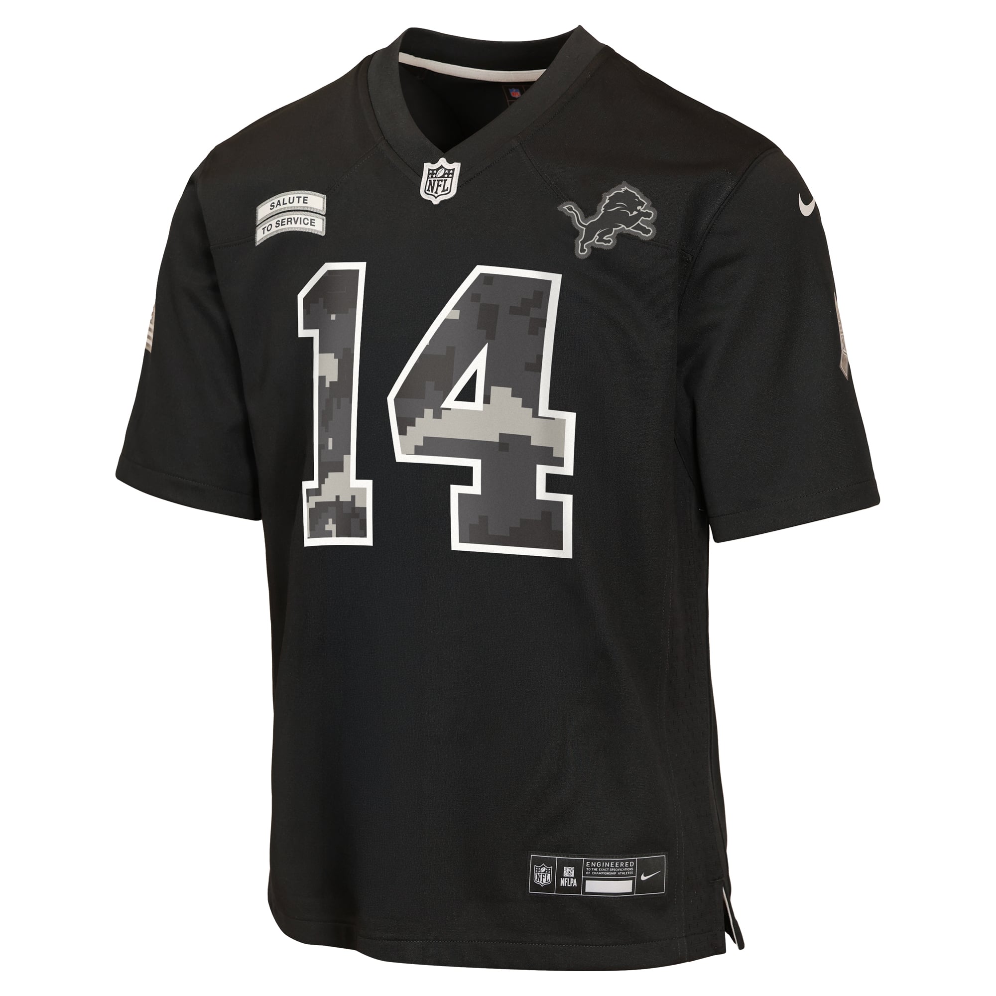 Maillot Nike Amon-Ra St. Brown Black Detroit Lions 2026 Salute to Service pour jeunes