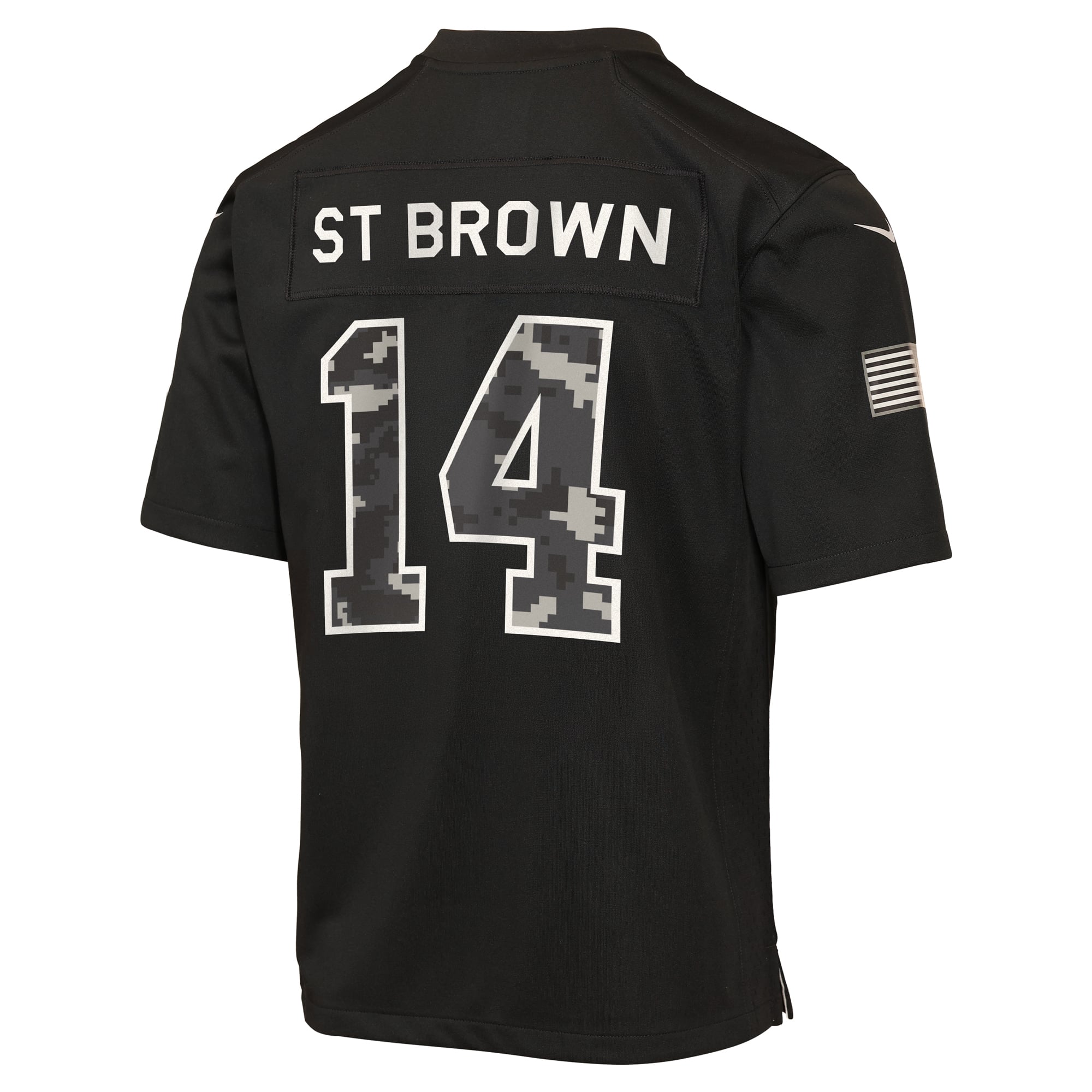 Maillot Nike Amon-Ra St. Brown Black Detroit Lions 2026 Salute to Service pour jeunes