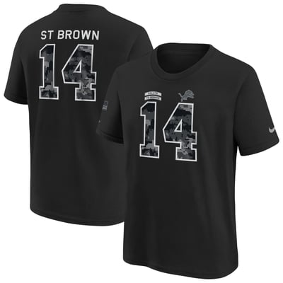 Amon-Ra St. Brown Detroit Lions Nike Youth 2026 Salute to Service Name & Number T-Shirt  - Black