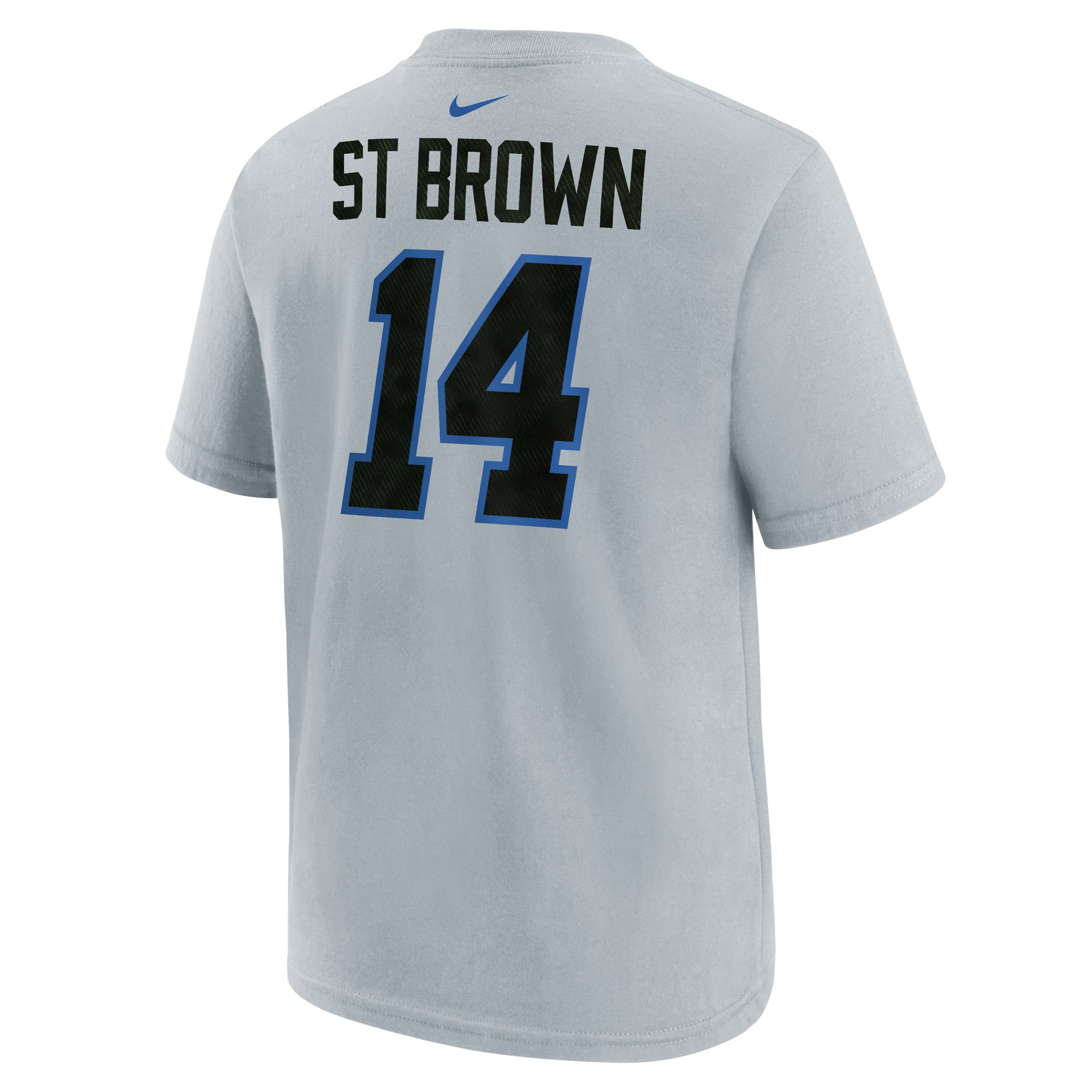 Youth Nike Amon-Ra St. Brown Silver Detroit Lions 2026 Rivalries Collection Name & Number T-Shirt