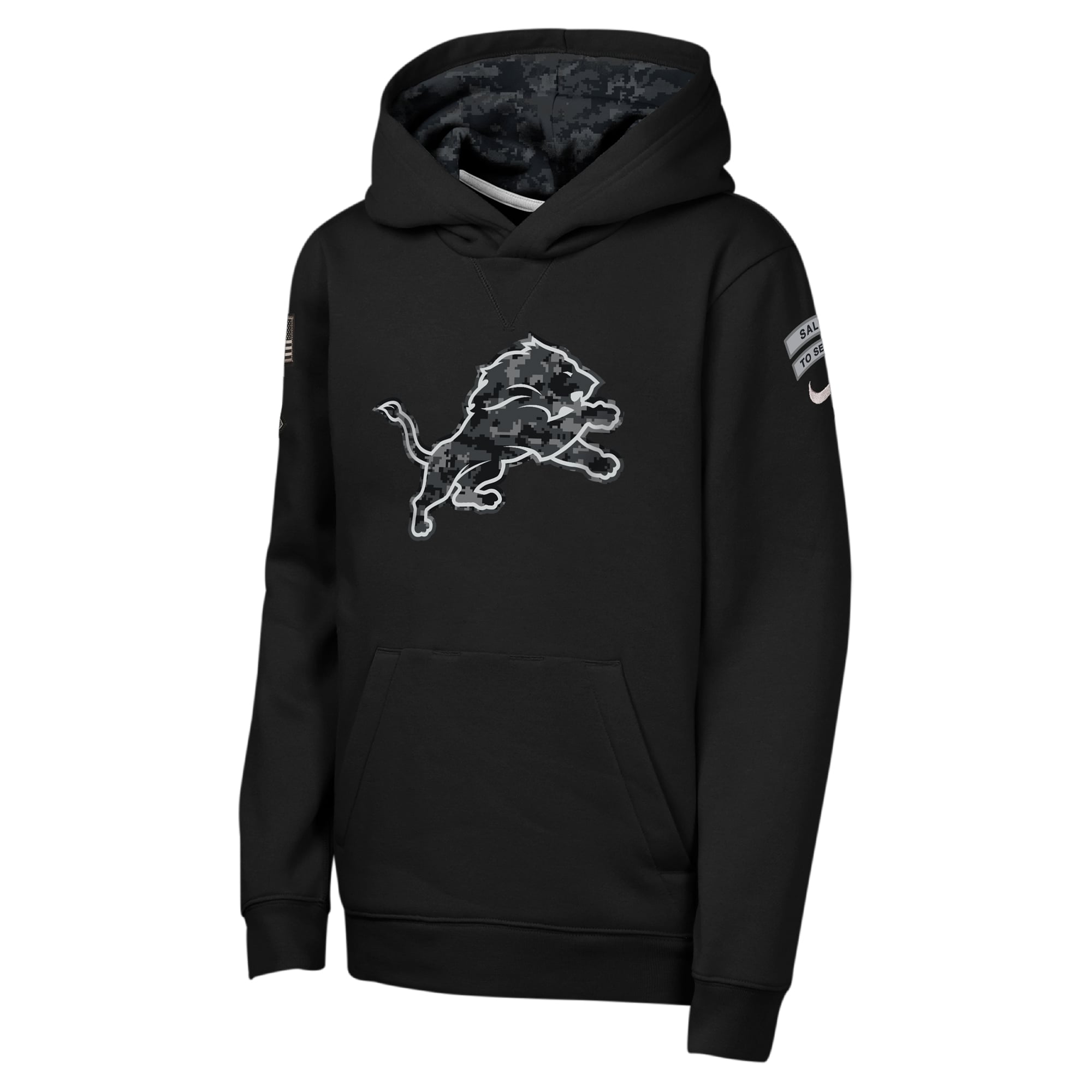 Sweat à capuche polaire Nike Detroit Lions 2026 Salute to Service Club pour jeunes, noir