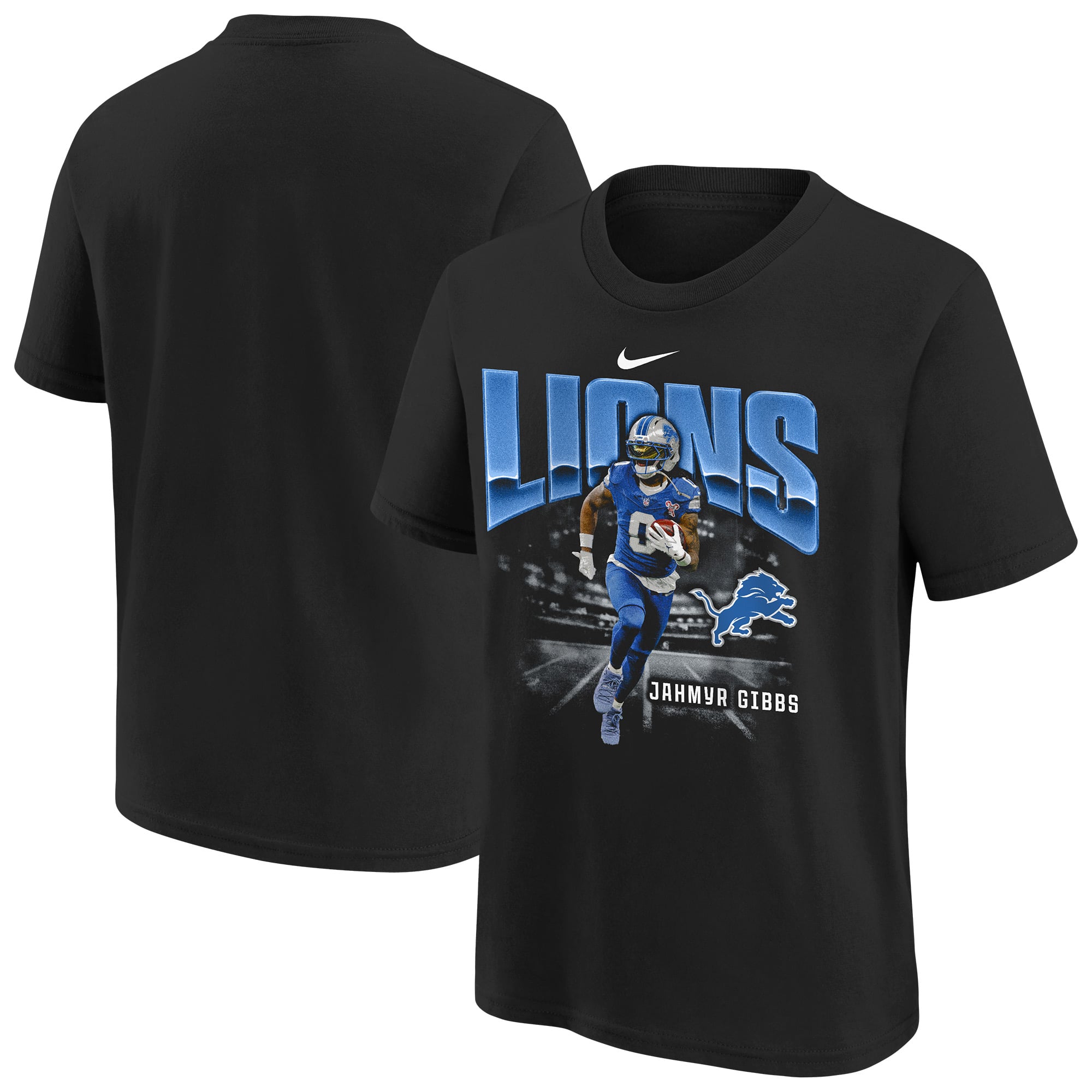 T-shirt oversize Nike Jahmyr Gibbs noir des Lions de Détroit pour jeunes