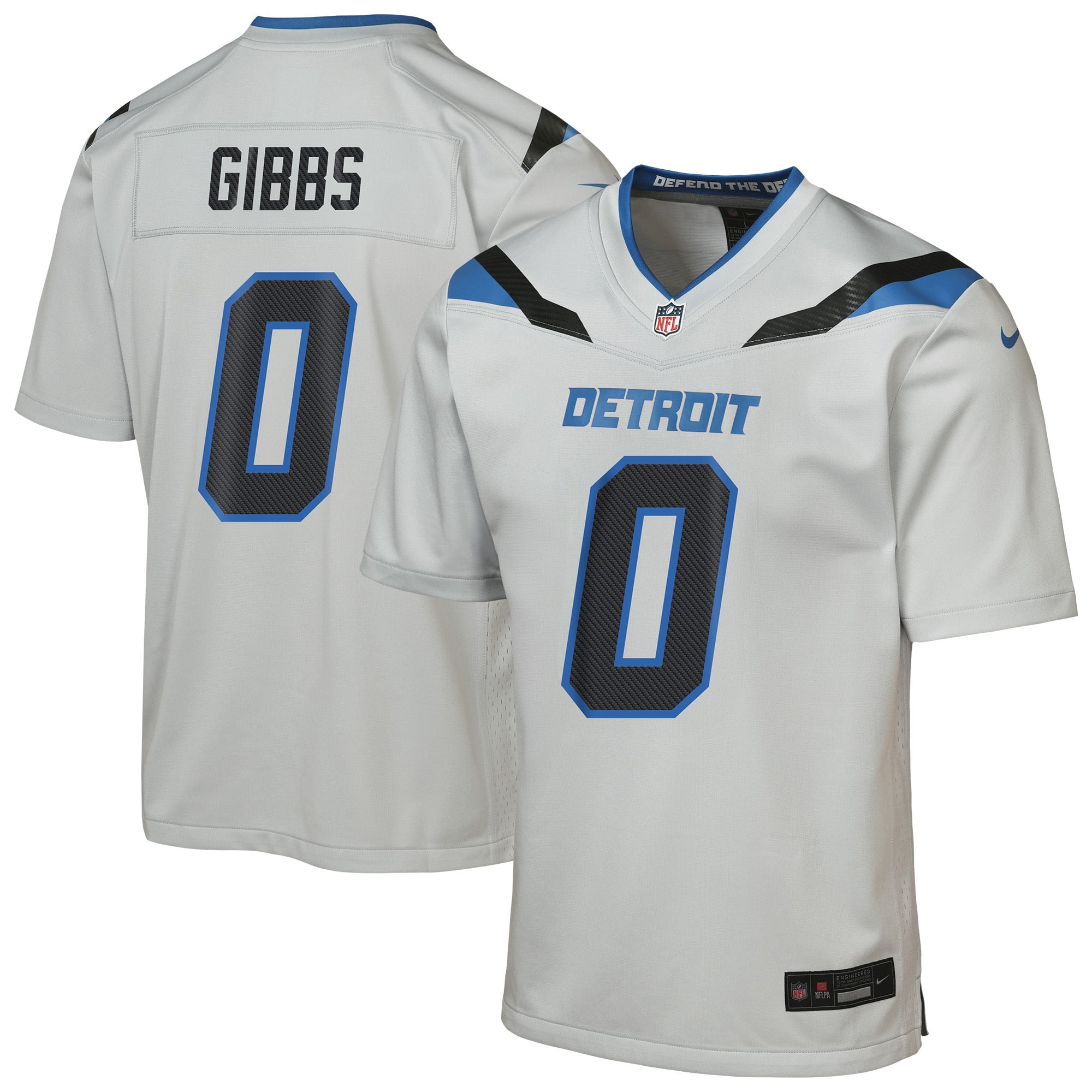Youth Nike Jahmyr Gibbs Silver Detroit Lions 2026 Rivalries Collection Game Jersey