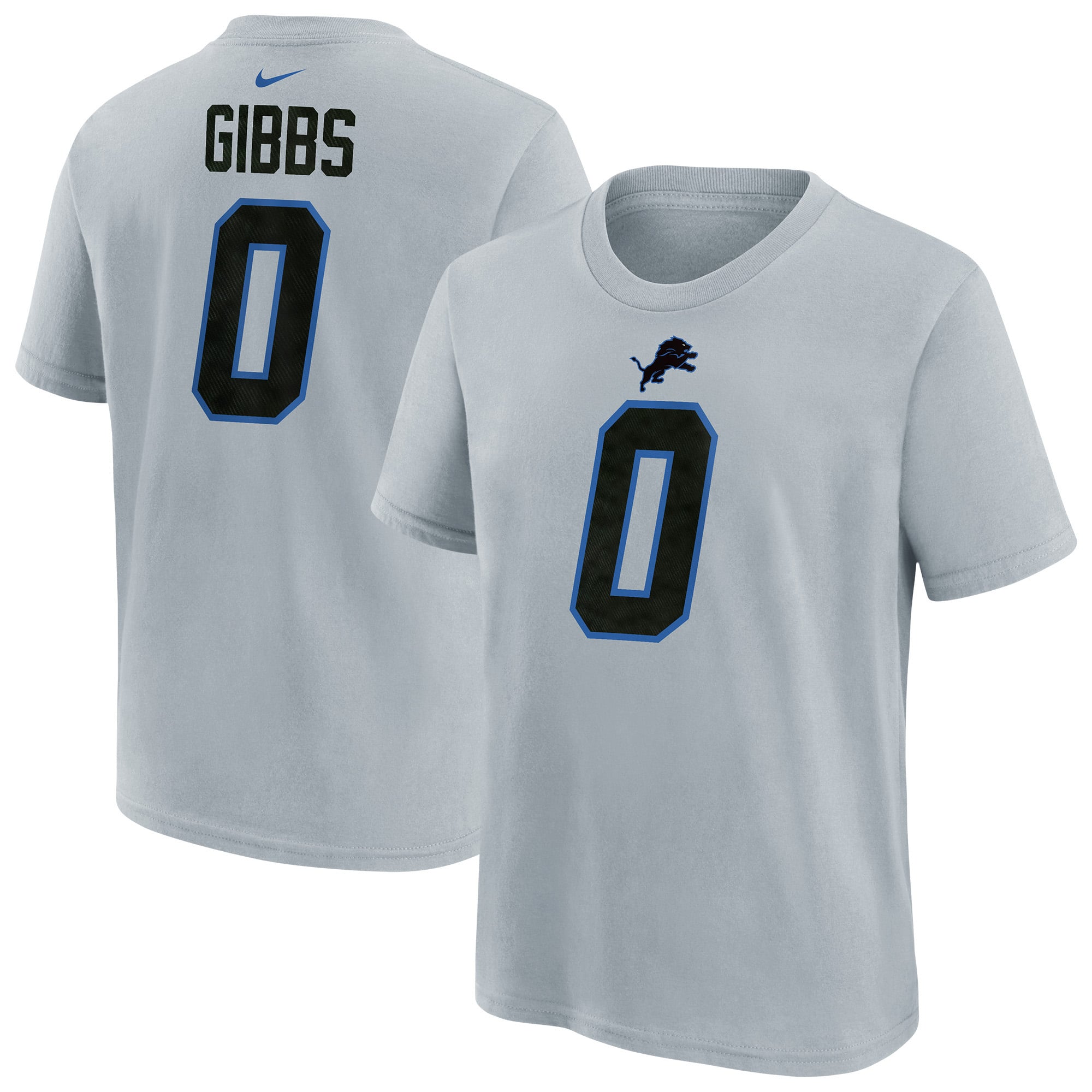Youth Nike Jahmyr Gibbs Silver Detroit Lions 2026 Rivalries Collection Name & Number T-Shirt