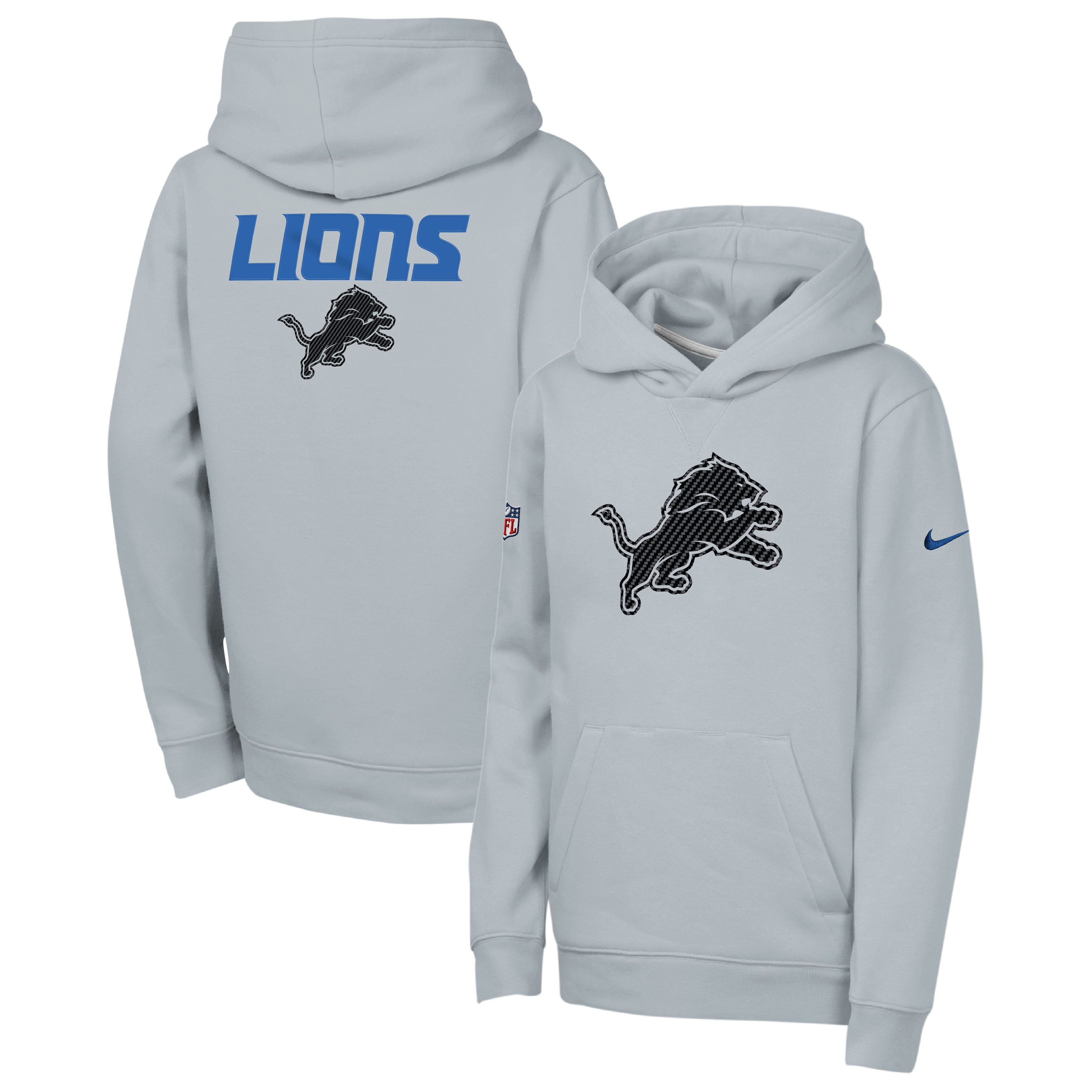 Sweat à capuche polaire Nike Silver Detroit Lions 2026 Rivalries Collection Sideline Club pour jeunes