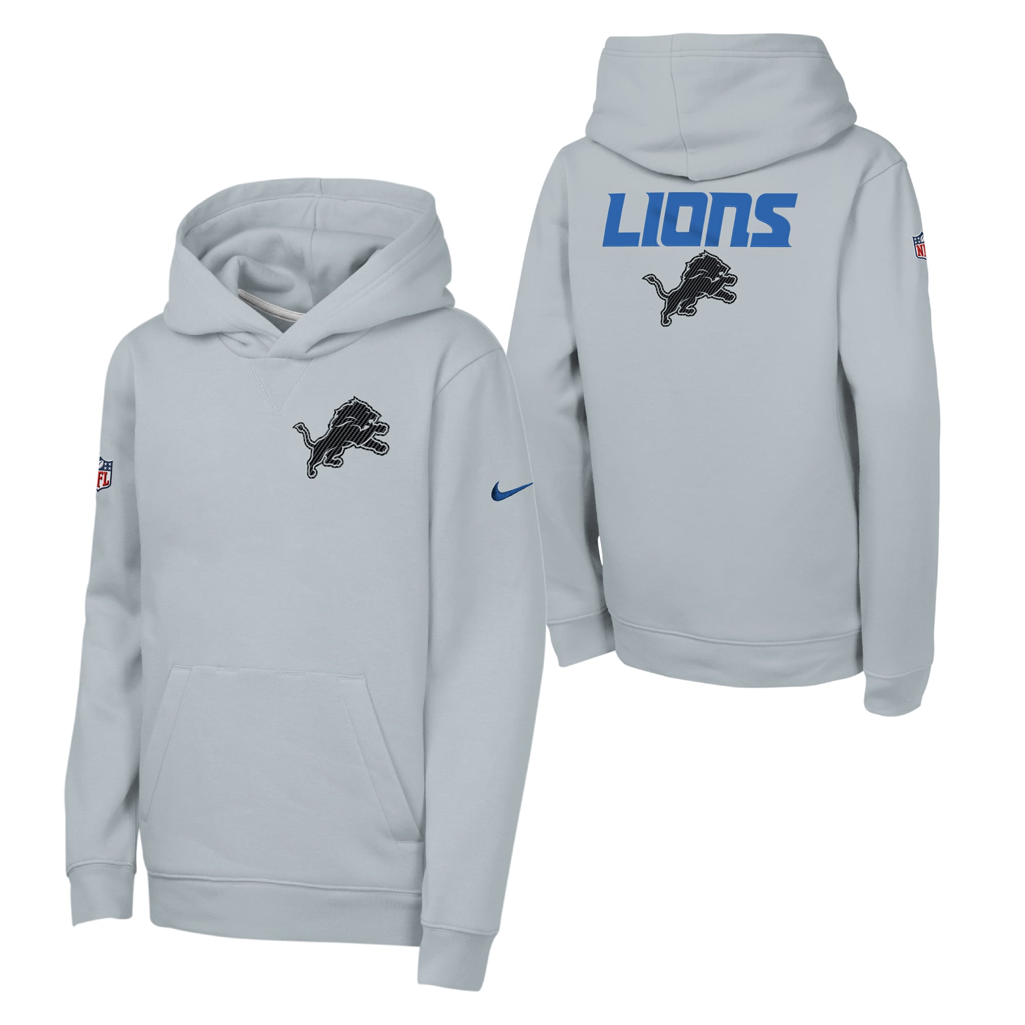 Youth Nike  Silver Detroit Lions 2026 Rivalries Collection Sideline Club Fleece Pullover Hoodie