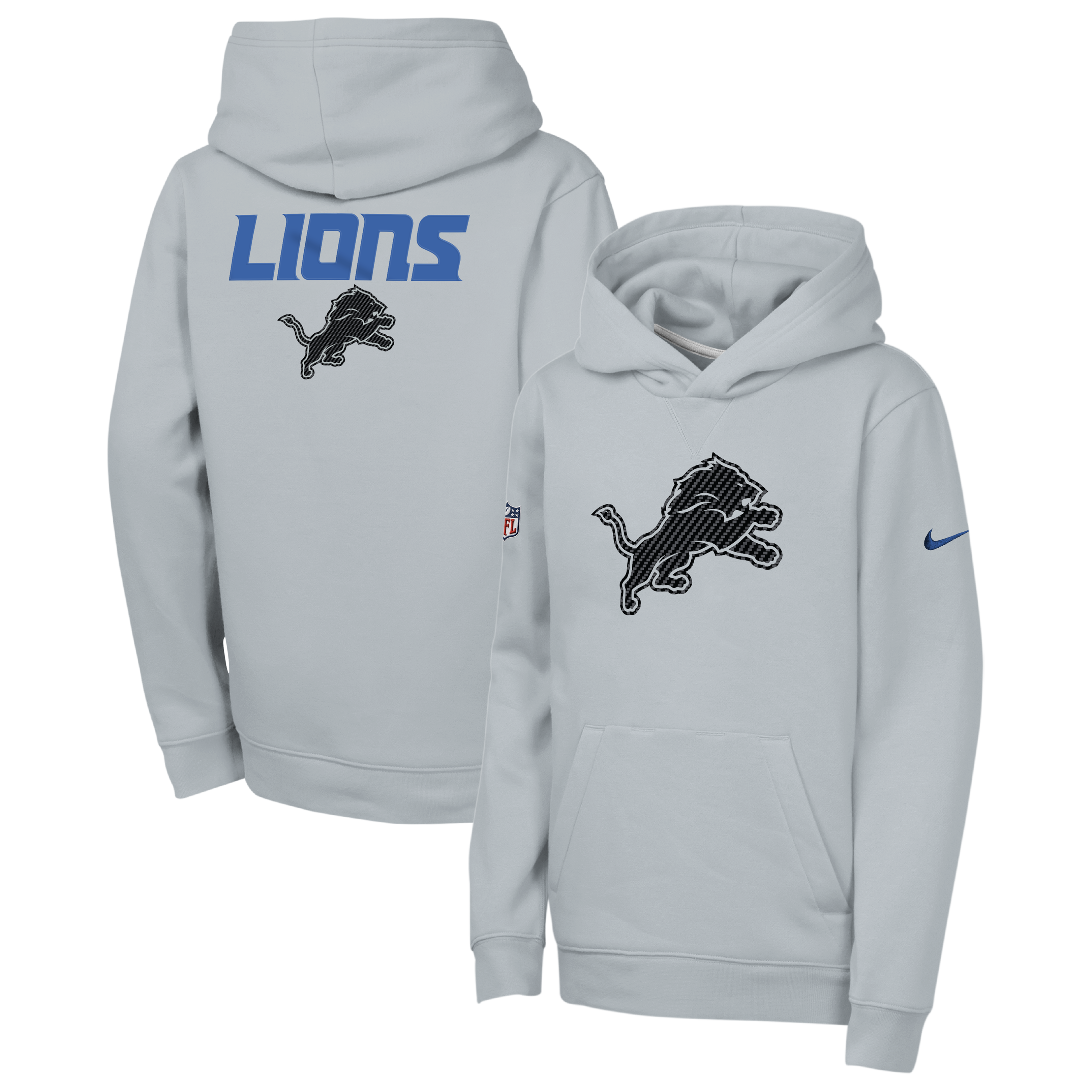 Sweat à capuche polaire Nike Silver Detroit Lions 2026 Rivalries Collection Sideline Club pour jeunes