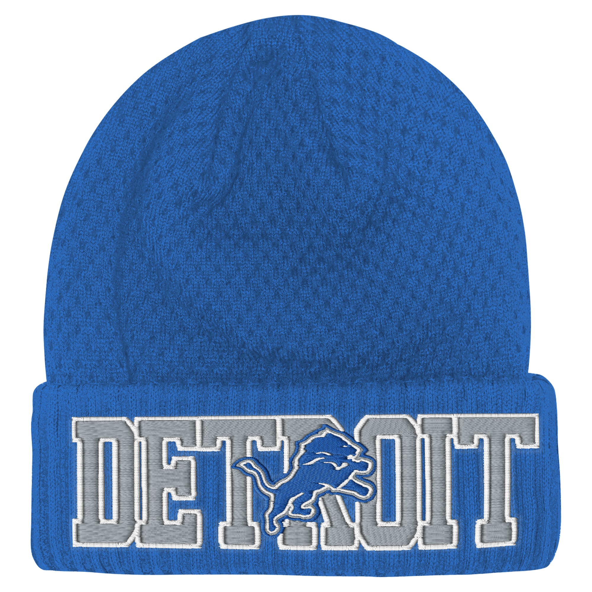 Youth Outerstuff Blue Detroit Lions Heat Check Cuffed Knit Hat