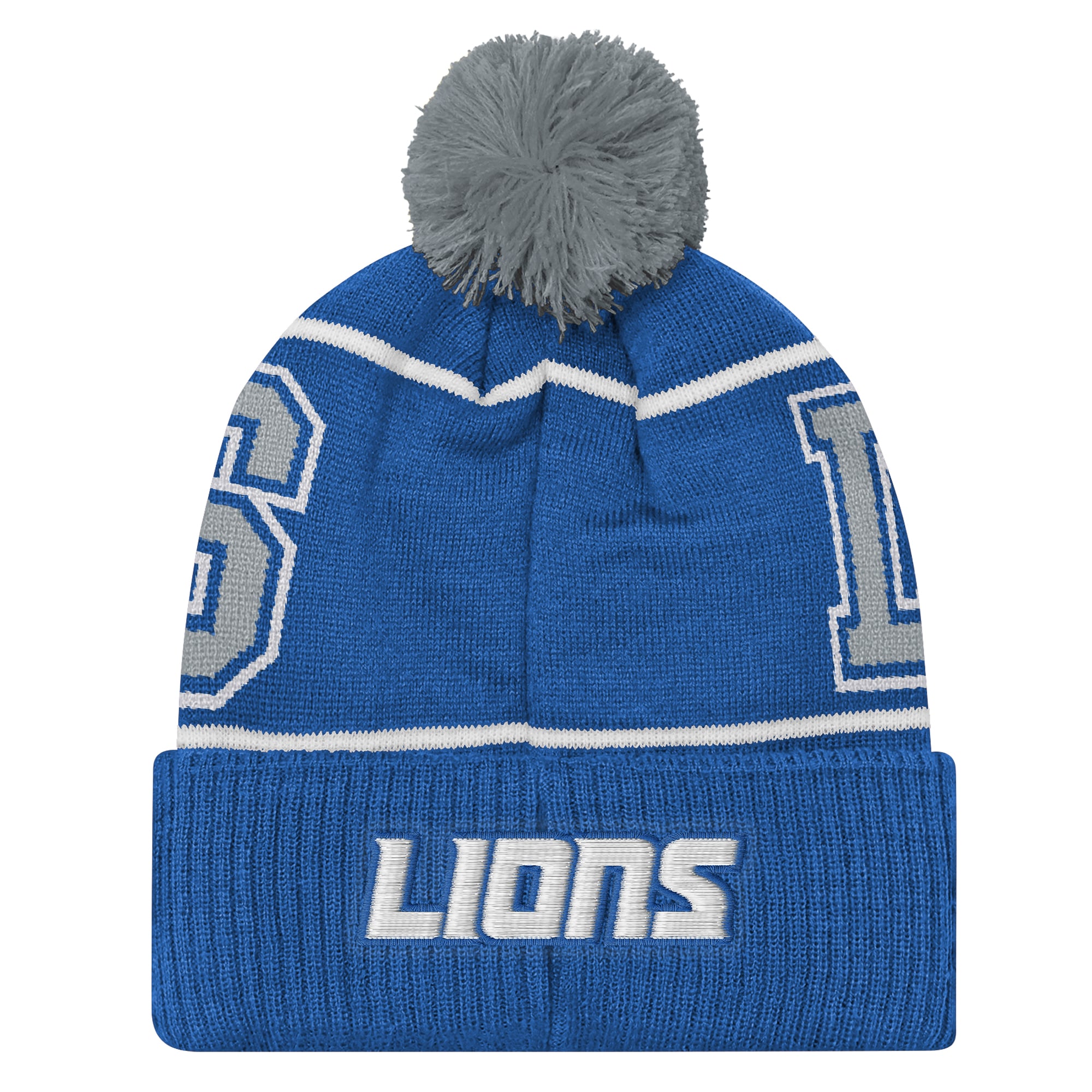 Bonnet tricoté à revers bleu Detroit Lions Highlight Youth Outerstuff avec pompon