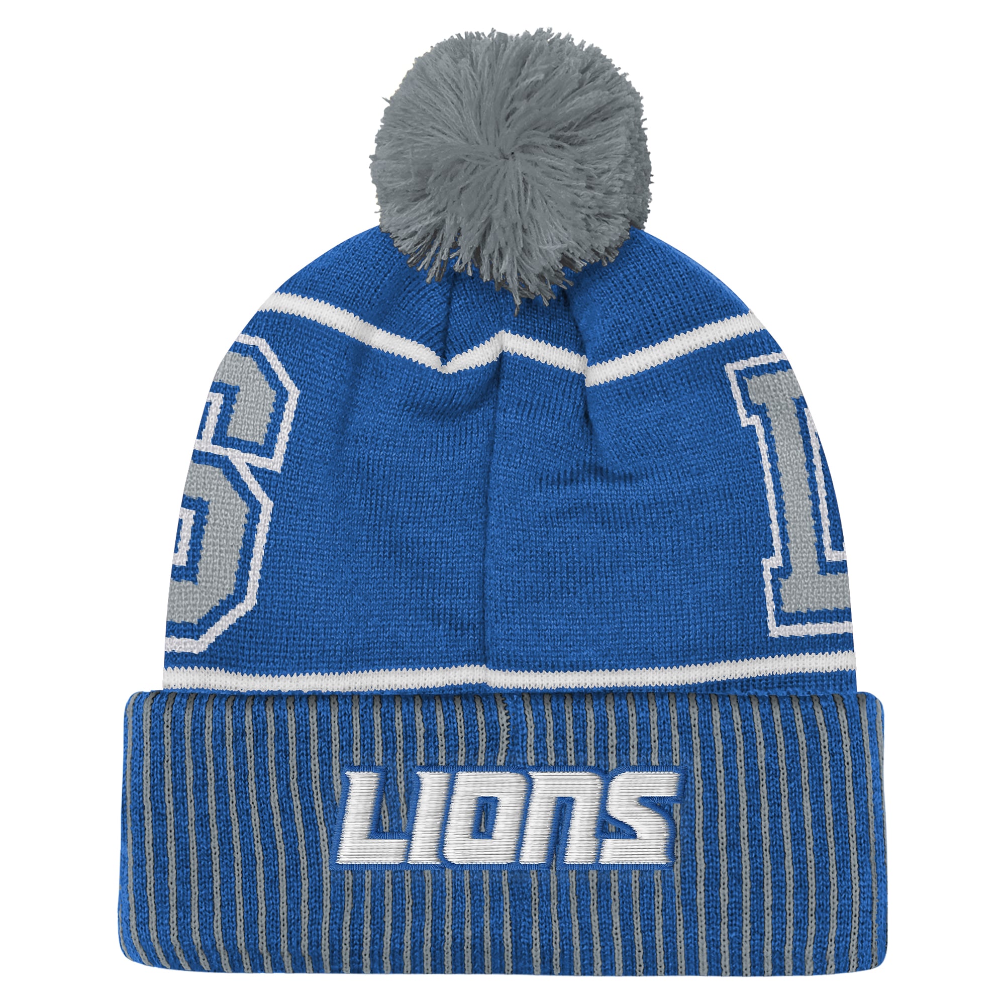 Youth Outerstuff Blue Detroit Lions Highlight Cuffed Knit Hat with Pom