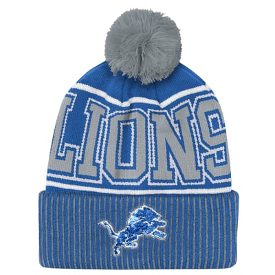 Detroit Lions Outerstuff Youth Highlight Cuffed Knit Hat with Pom - Blue