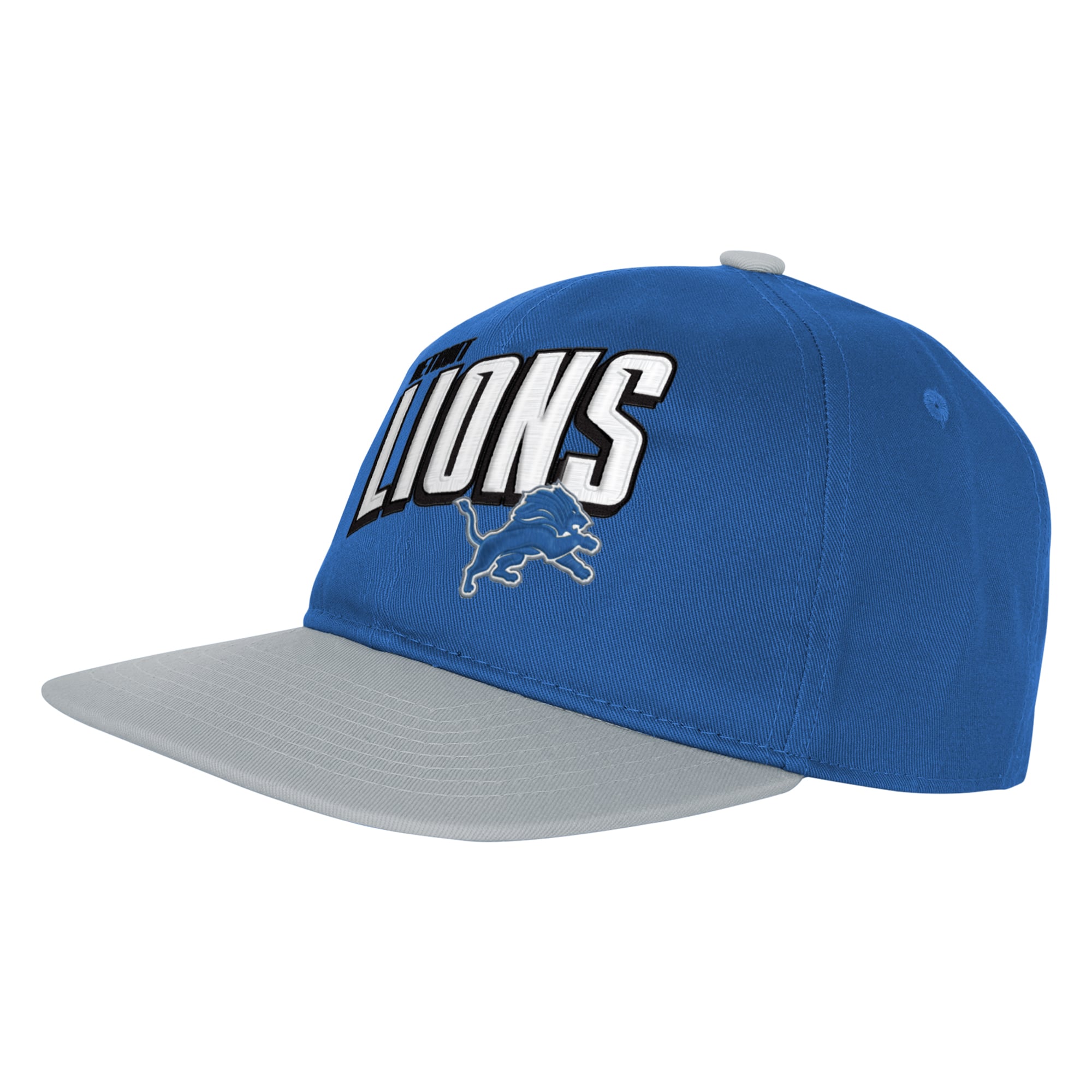 Casquette snapback à visière plate bleue/grise Detroit Lions pour jeunes