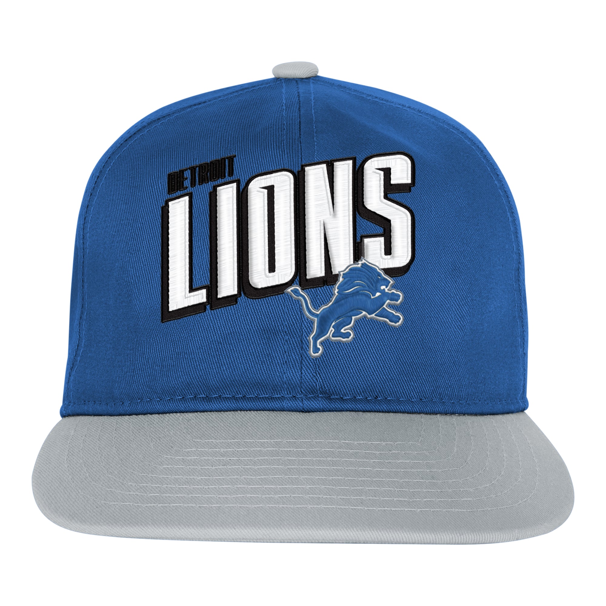 Casquette snapback à visière plate bleue/grise Detroit Lions pour jeunes