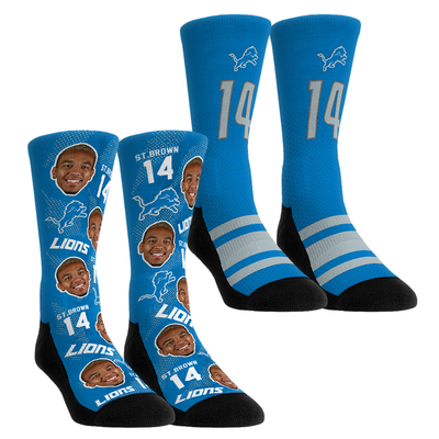 Amon-Ra St. Brown Detroit Lions Rock Em Youth Player Football Guy Two-Pack Crew Sock Set