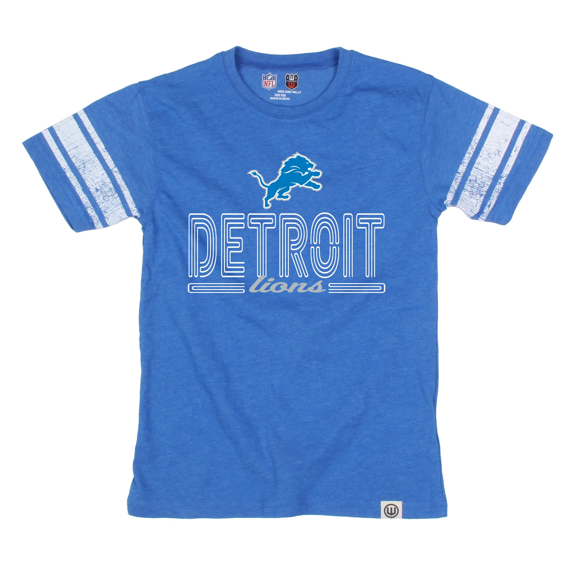 Youth Wes & Willy Blue Detroit Lions Football Jersey T-Shirt