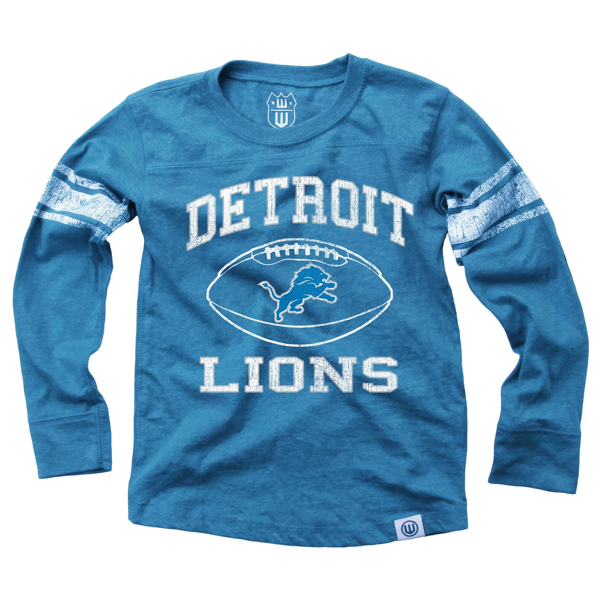 T-shirt de football à manches longues bleu pour jeunes Wes & Willy des Lions Détroit