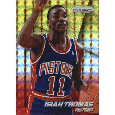2014-15 Panini Prizm Prizms Yellow and Red Mosaic #162 Isiah Thomas